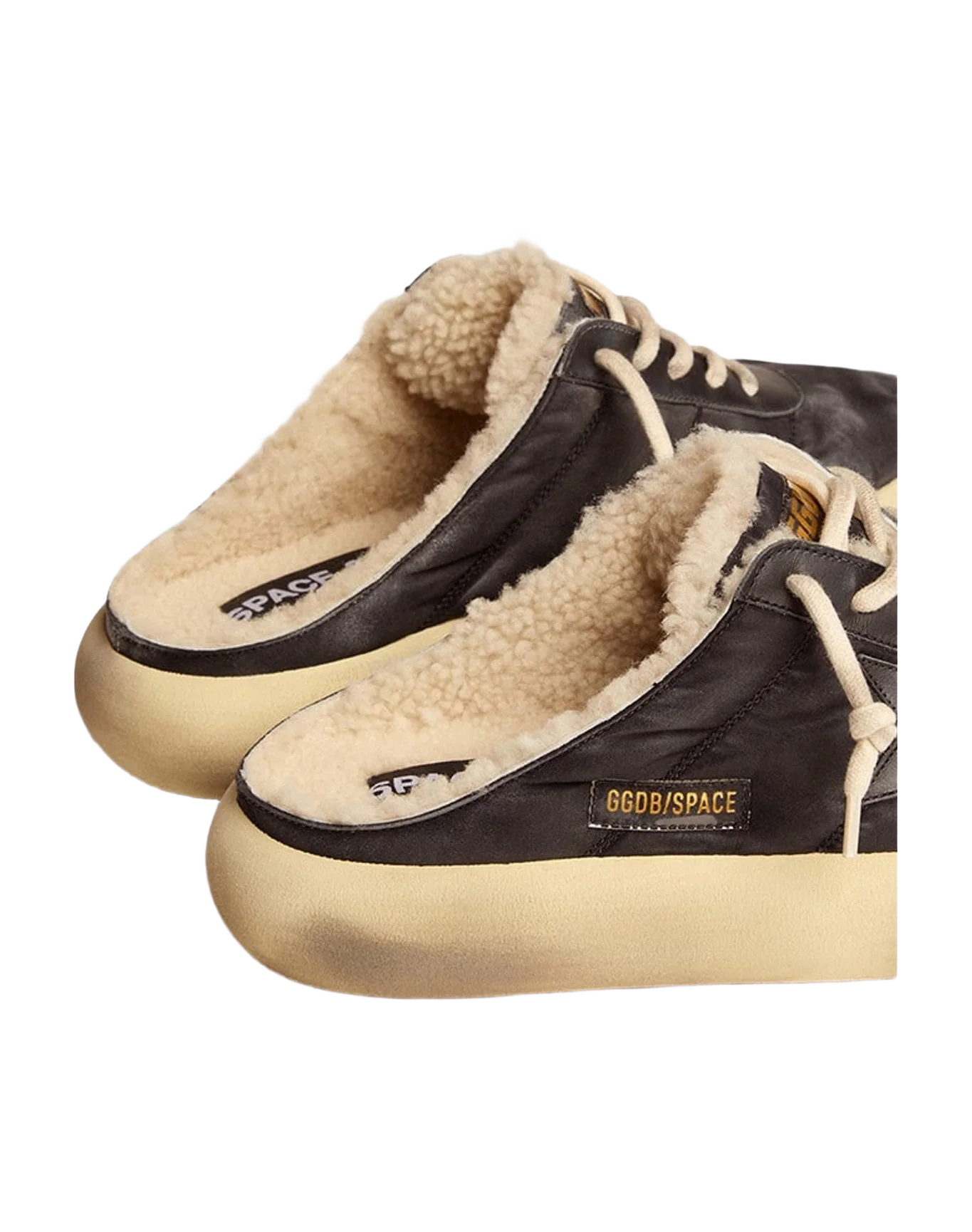 Men | Space Star Sabot Shoes Quilted Nylon with Shearling Lining | Black (V2) - Image 6