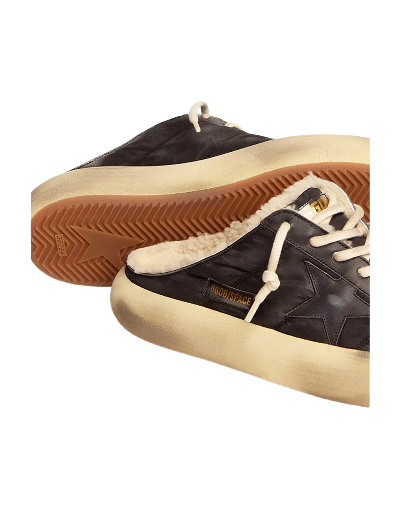 Men | Space Star Sabot Shoes Quilted Nylon with Shearling Lining | Black (V2) - Image 7