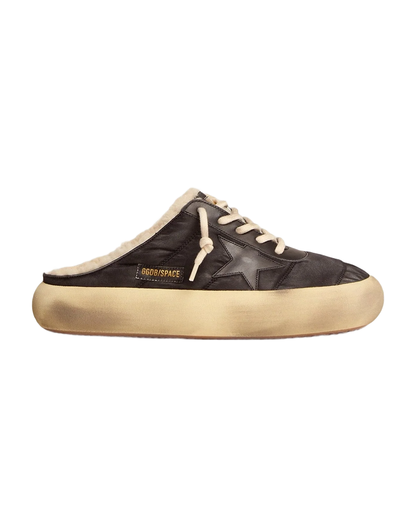 Men | Space Star Sabot Shoes Quilted Nylon with Shearling Lining | Black (V2) - Image 9