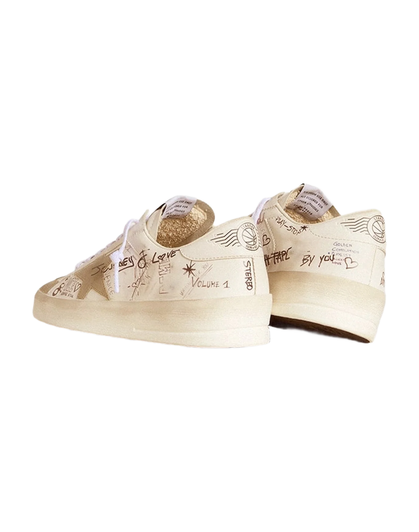 Men | Stardan Leather with All Over Lettering & Gray Suede Star | White x Ice (V1) - Image 4