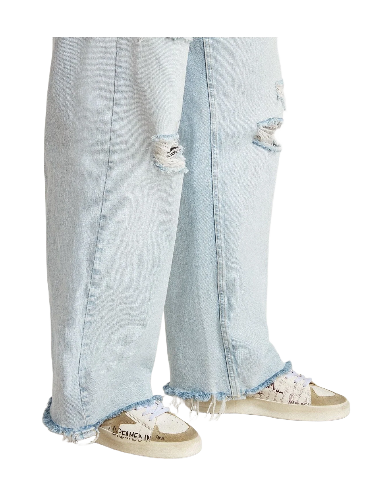 Men | Stardan Leather with All Over Lettering & Gray Suede Star | White x Ice (V1) - Image 7
