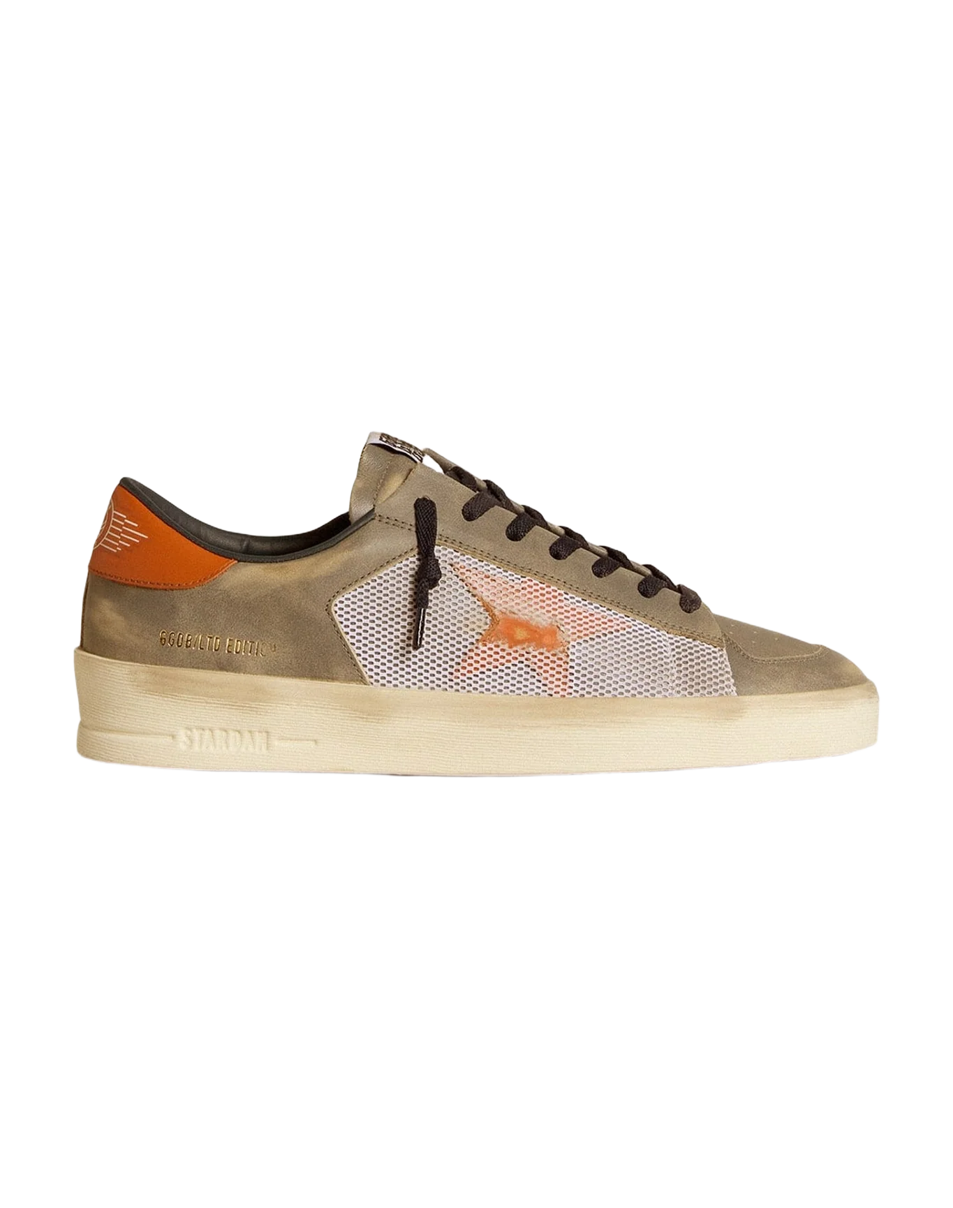 Men | Stardan Ltd Gray Leather & Mesh with Leather Star & Heel Tab | Light Grey x White x Orange (V2) - Image 2