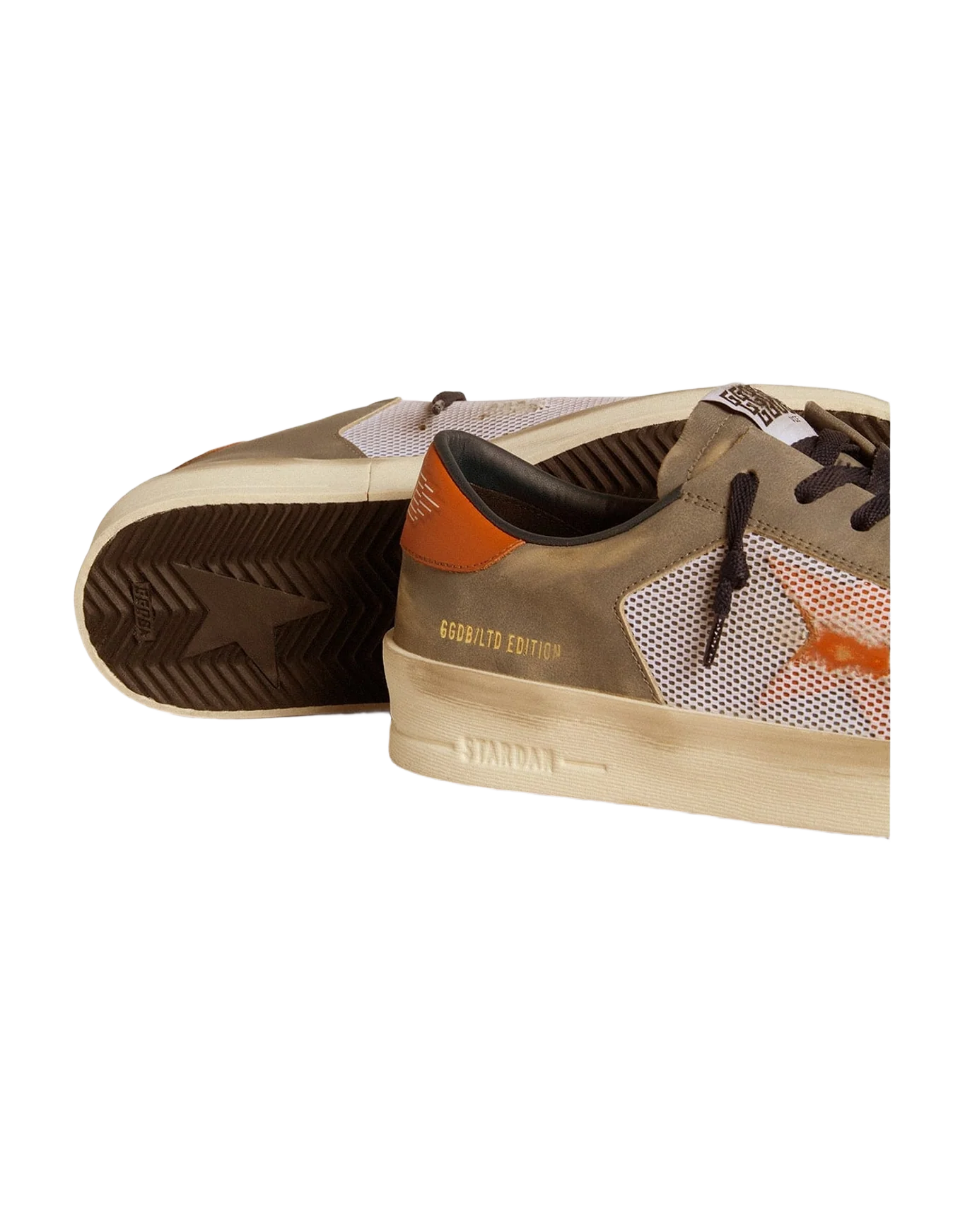 Men | Stardan Ltd Gray Leather & Mesh with Leather Star & Heel Tab | Light Grey x White x Orange (V2) - Image 3