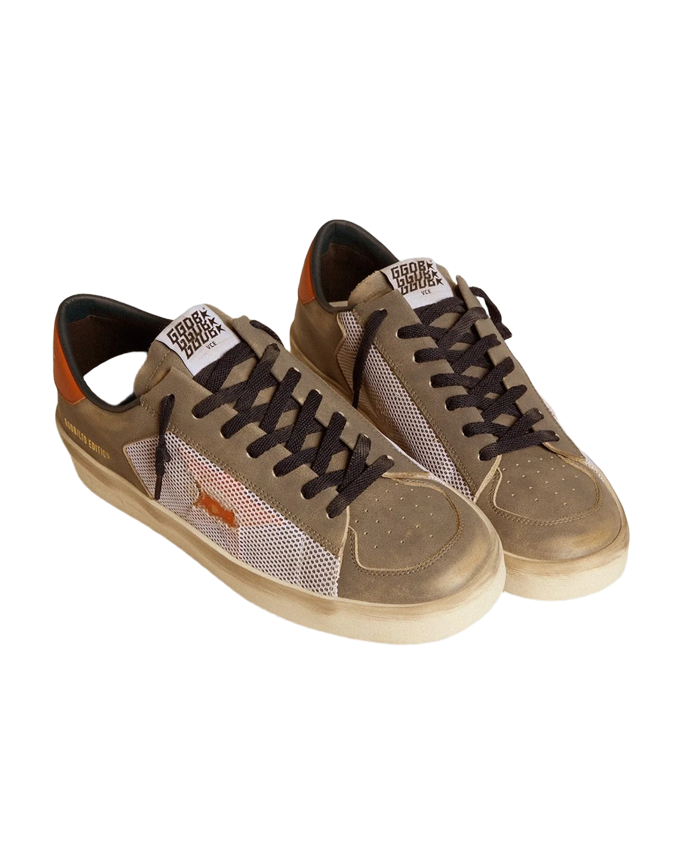 Men | Stardan Ltd Gray Leather & Mesh with Leather Star & Heel Tab | Light Grey x White x Orange (V2) - Image 6
