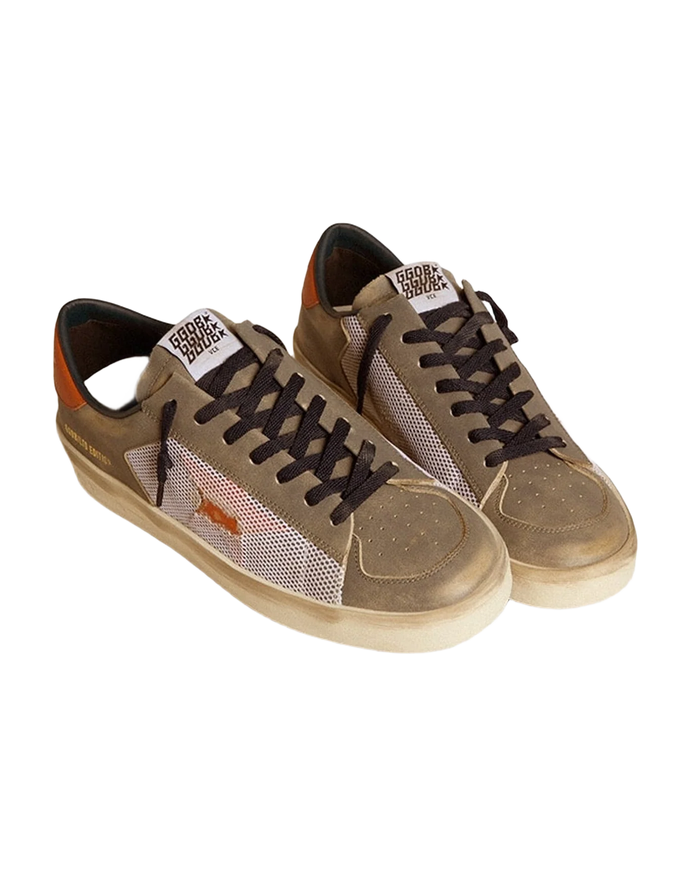 Men | Stardan Ltd Gray Leather & Mesh with Leather Star & Heel Tab | Light Grey x White x Orange (V2) - Image 7