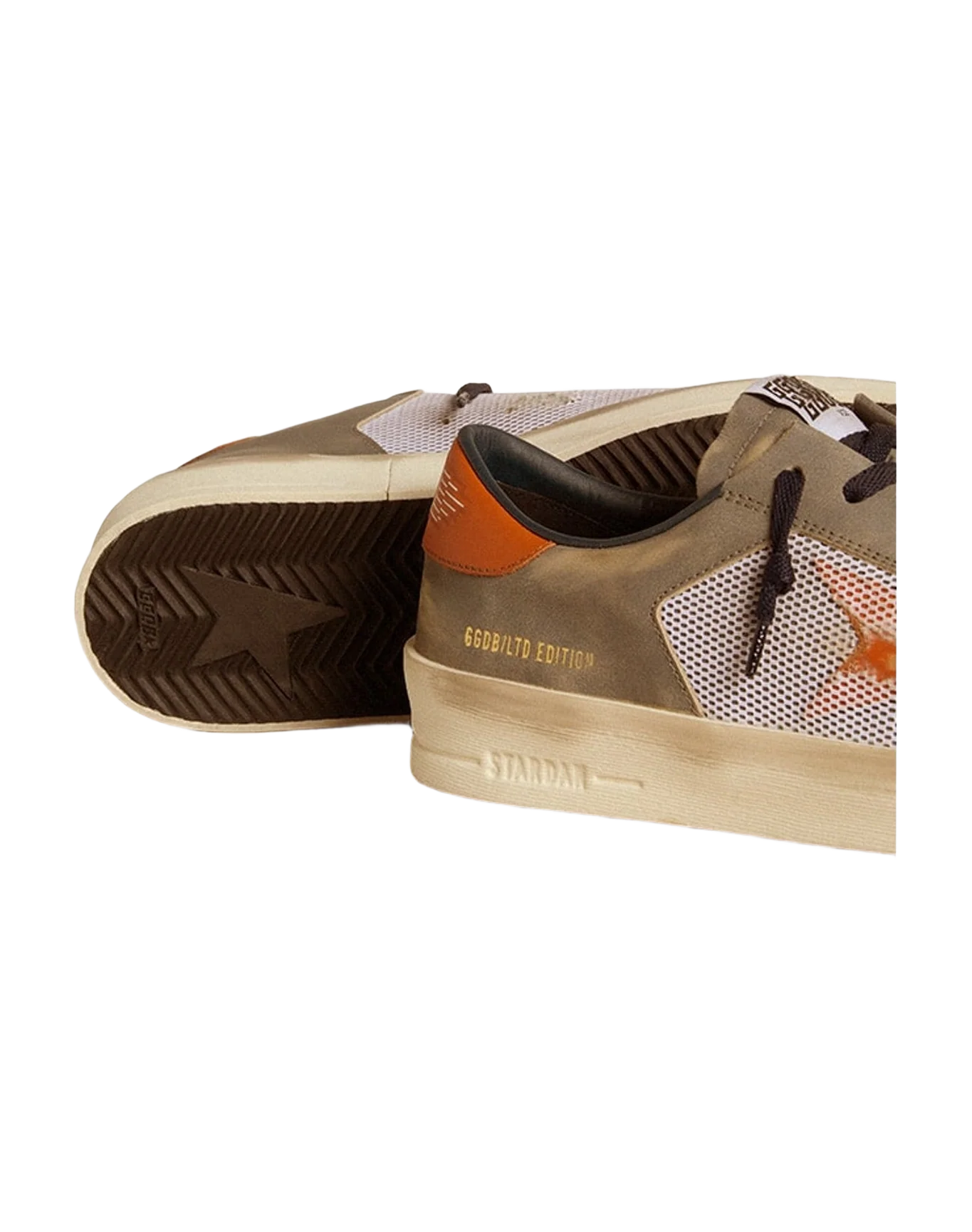 Men | Stardan Ltd Gray Leather & Mesh with Leather Star & Heel Tab | Light Grey x White x Orange (V2) - Image 8
