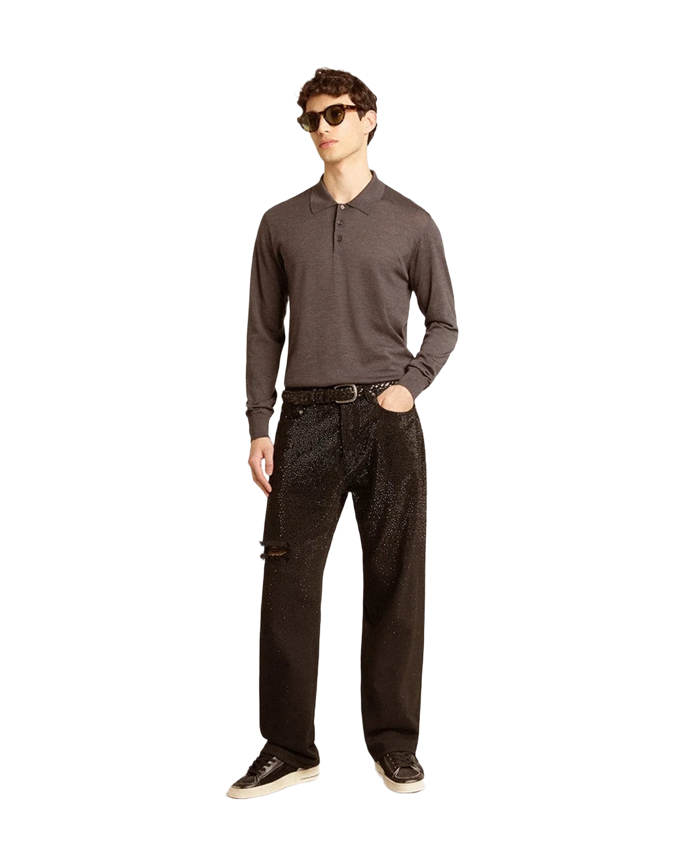 Men | Stardan Nubuck & Mesh with Gray Leather Star & Heel Tab | White x Black (V2) - Image 7