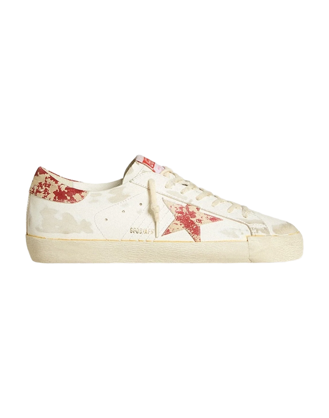 Men | Super-Star Lab with Rust Effect Star & Heel Tab | White x Milk x Red (V1) - Image 2