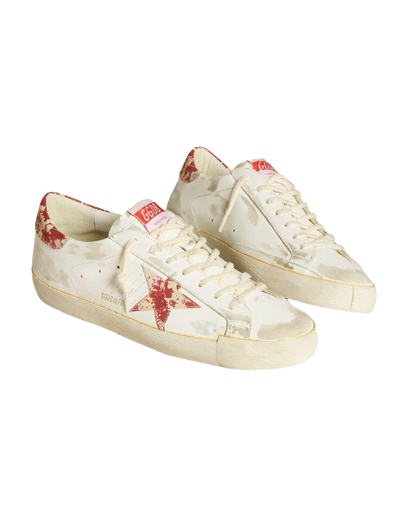 Men | Super-Star Lab with Rust Effect Star & Heel Tab | White x Milk x Red (V1) - Image 4