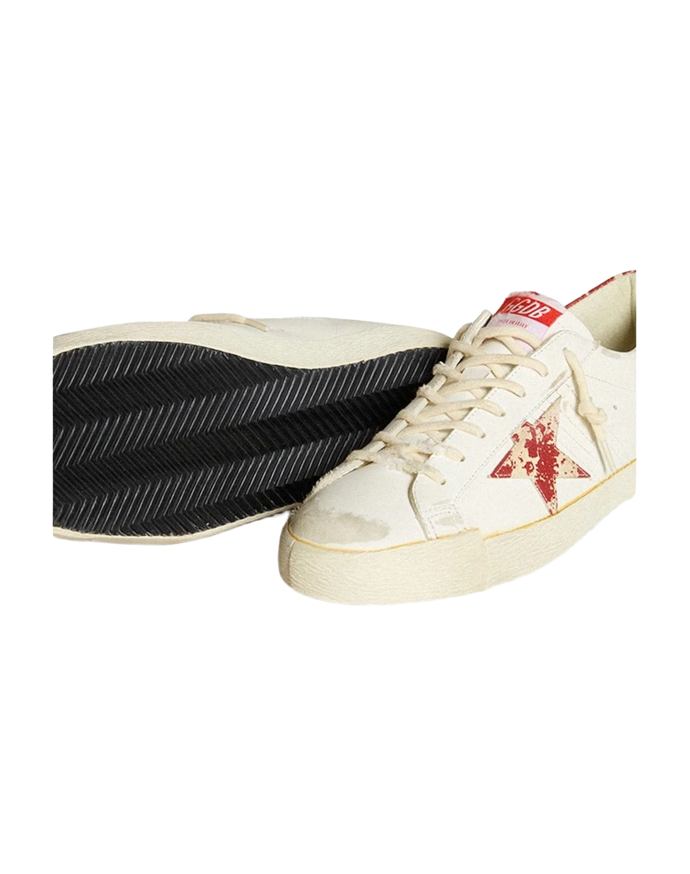Men | Super-Star Lab with Rust Effect Star & Heel Tab | White x Milk x Red (V1) - Image 7