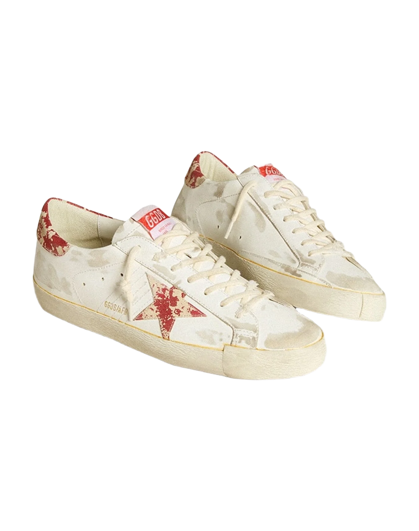 Men | Super-Star Lab with Rust Effect Star & Heel Tab | White x Milk x Red (V1) - Image 8