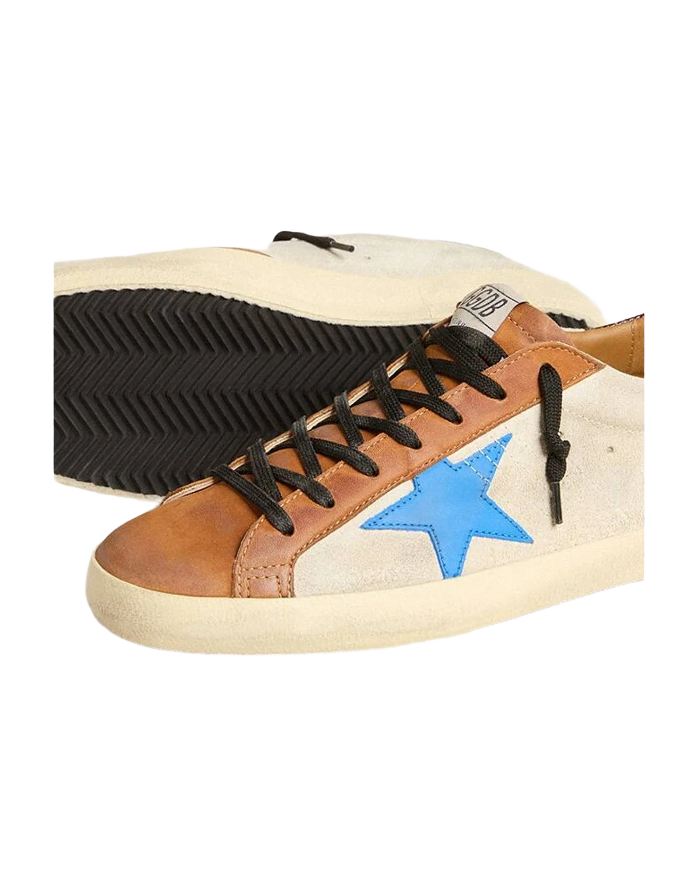 Men | Super-Star Ltd with Light Blue Star & Crocodile Print Heel Tab | Beige x Tabacco x Blu (V1) - Image 5