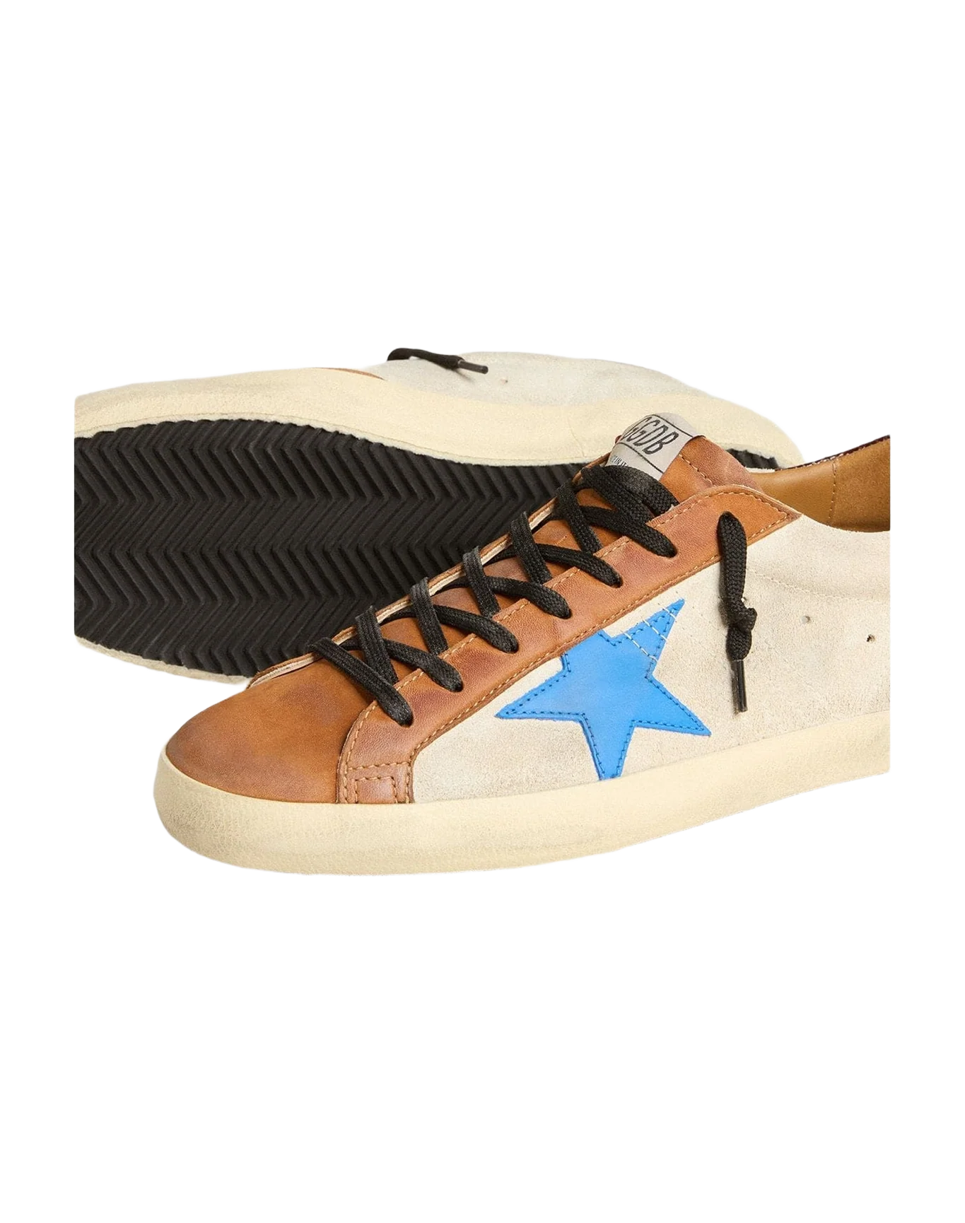 Men | Super-Star Ltd with Light Blue Star & Crocodile Print Heel Tab | Beige x Tabacco x Blu (V2) - Image 8