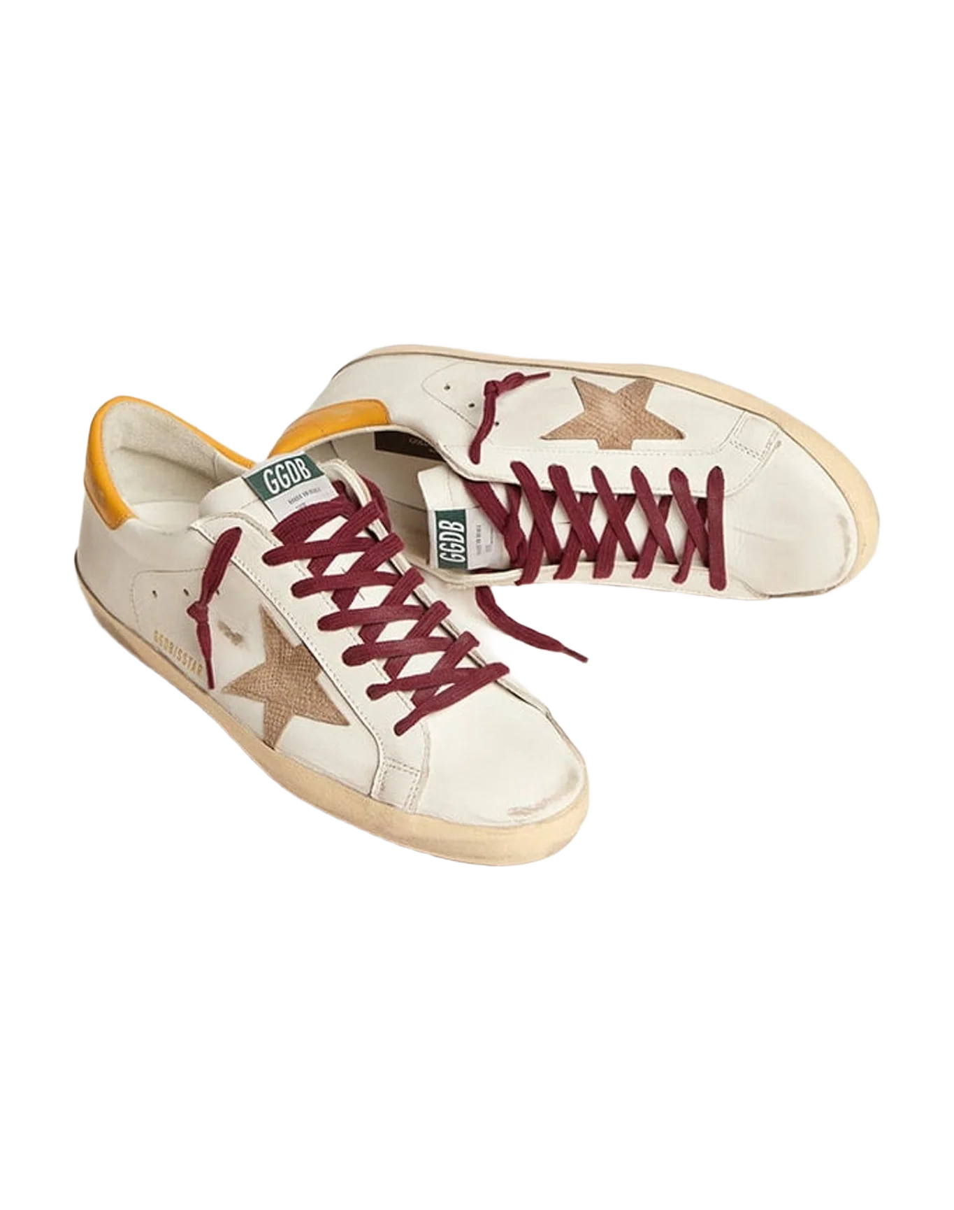 Men | Super-Star Sneaker Leather with Brown Phyton Star & Gold Heel Tab | White x Beige x Golden Glow (V1) - Image 2