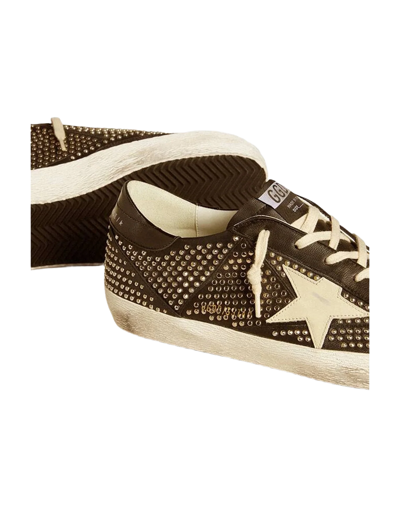 Men | Super-Star Studded Nappa with Leather Star | Black x White (V2) - Image 2