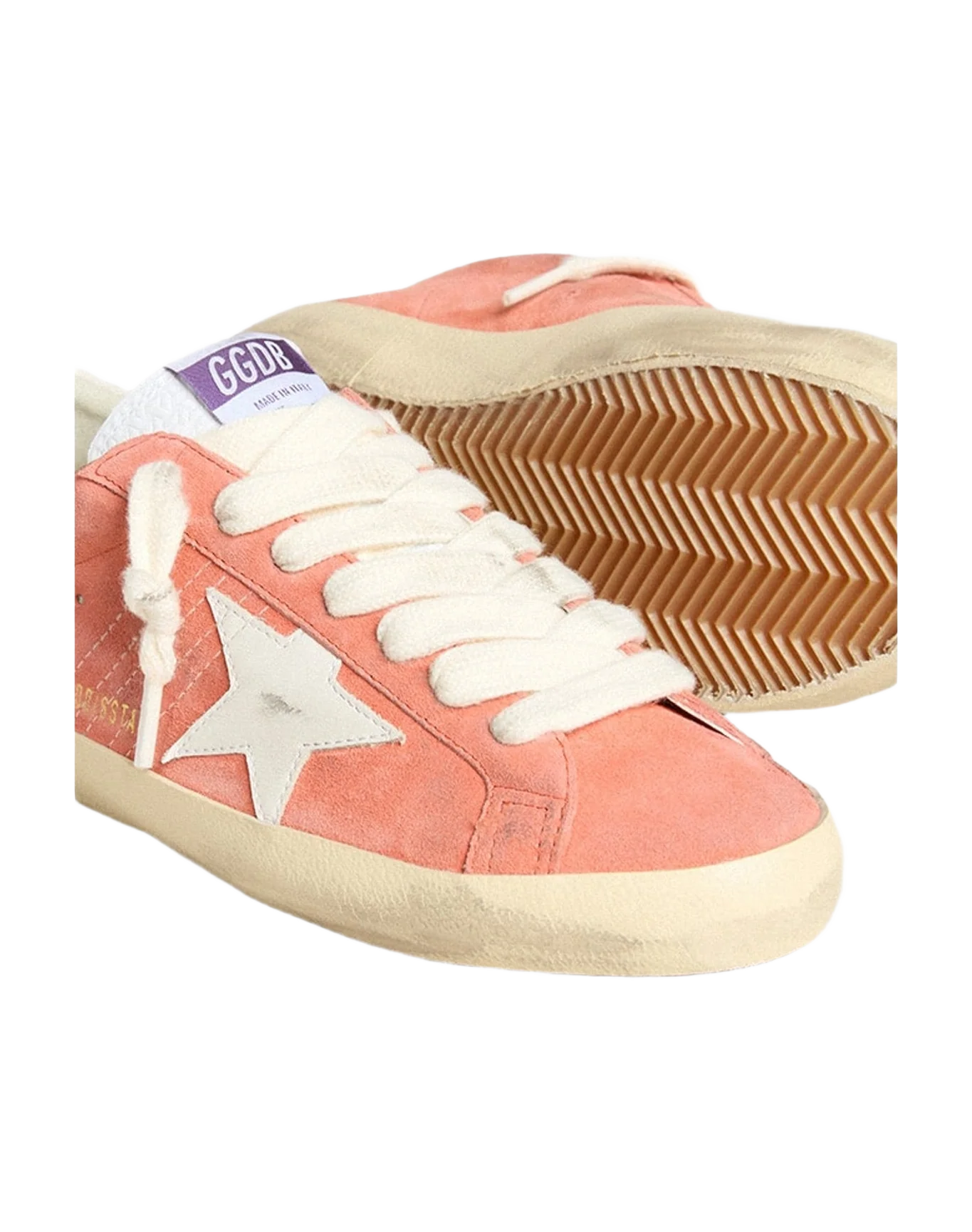 Men | Super-Star Suede with White Leather Star & Heel Tab | Coral x Milk (V2) - Image 4
