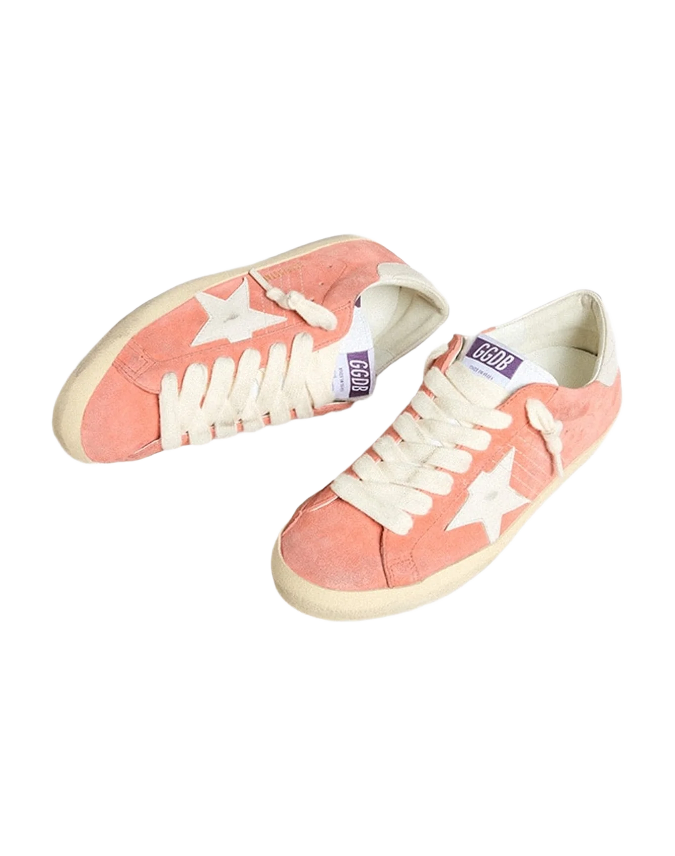 Men | Super-Star Suede with White Leather Star & Heel Tab | Coral x Milk (V2) - Image 5