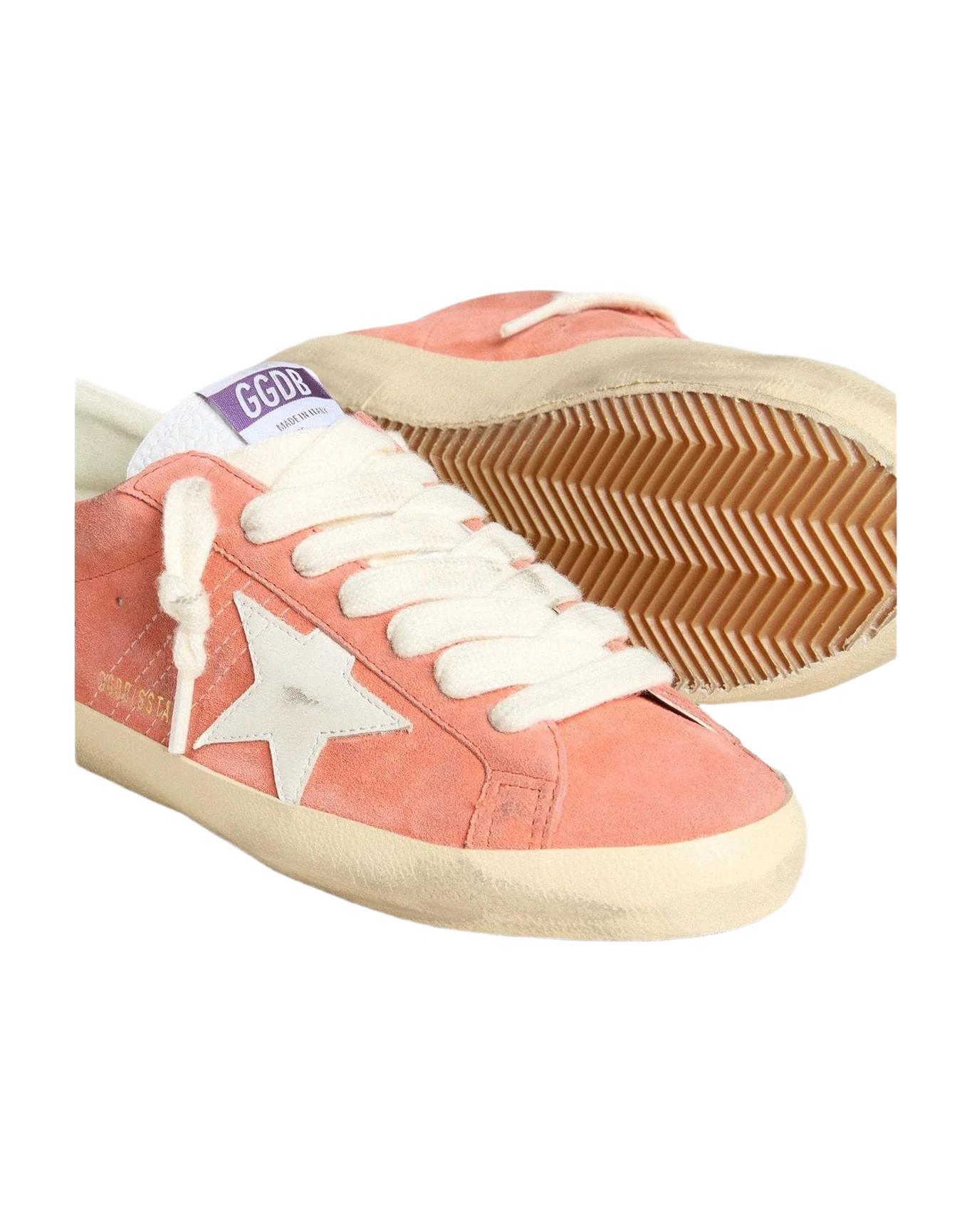 Men | Super-Star Suede with White Leather Star & Heel Tab | Coral x Milk (V2) - Image 6