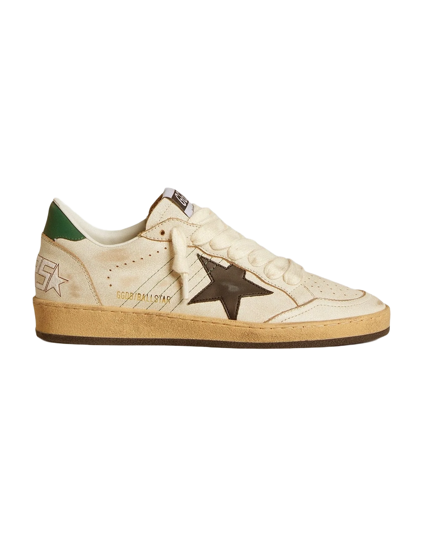 Women | Ball Star with Leather Star & Leather Heel Tab | White x Black x Dark Green (V1)