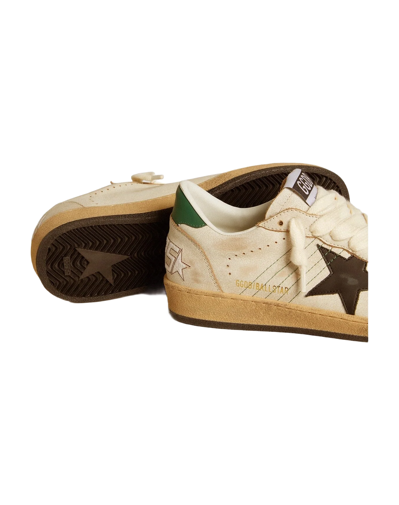Women | Ball Star with Leather Star & Leather Heel Tab | White x Black x Dark Green (V1) - Image 4