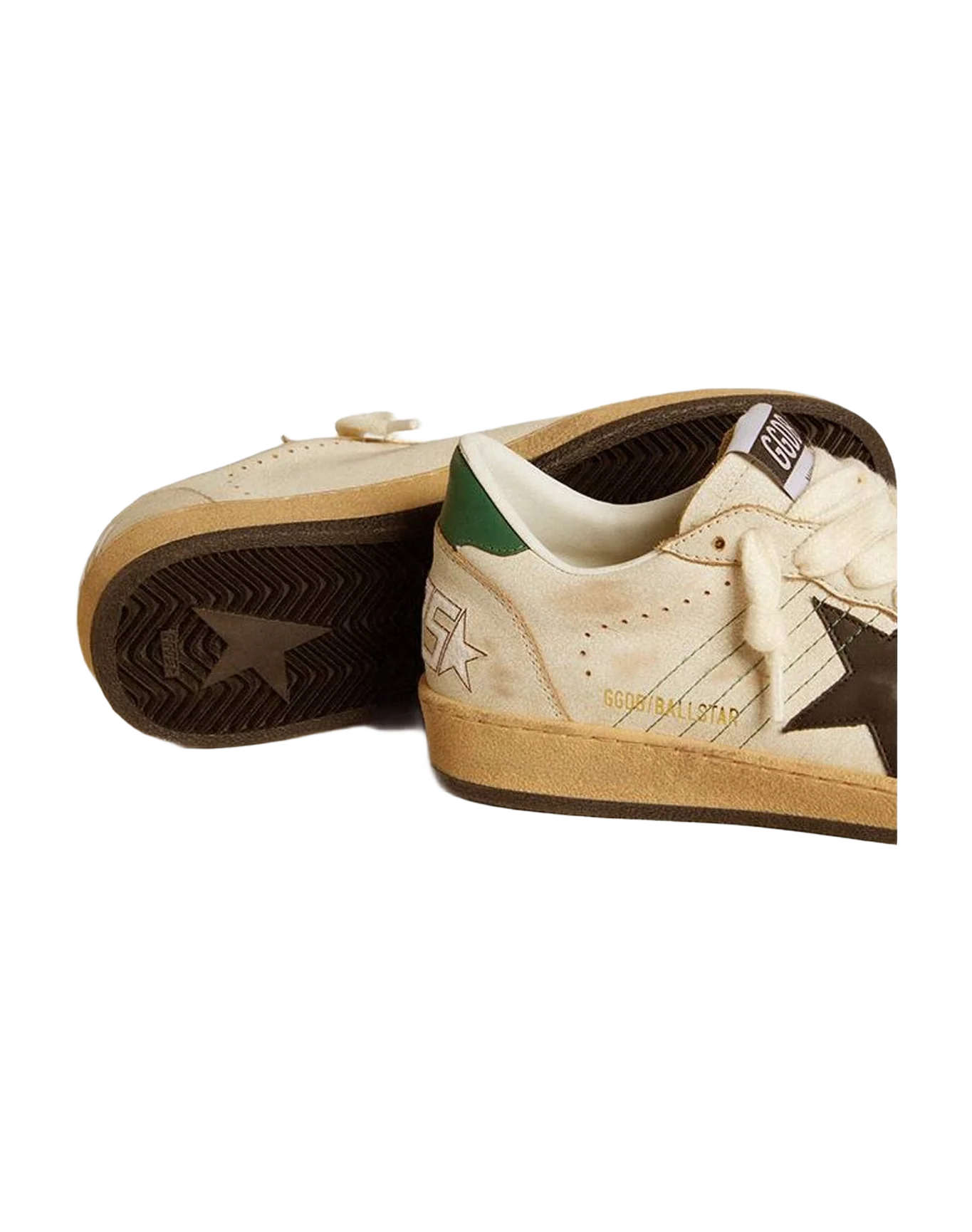 Women | Ball Star with Leather Star & Leather Heel Tab | White x Black x Dark Green (V1) - Image 6
