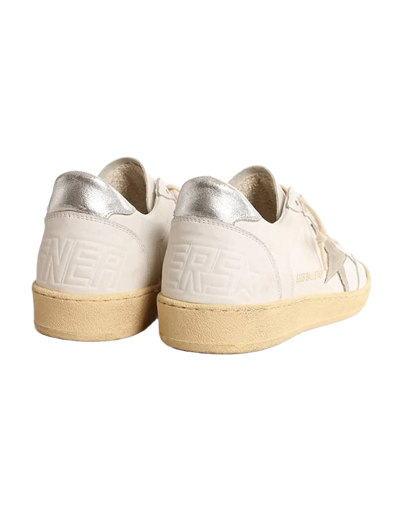 Women | Ball Star with Suede Star & Metallic Leather Heel Tab | White x Ice x Silver (V1) - Image 3