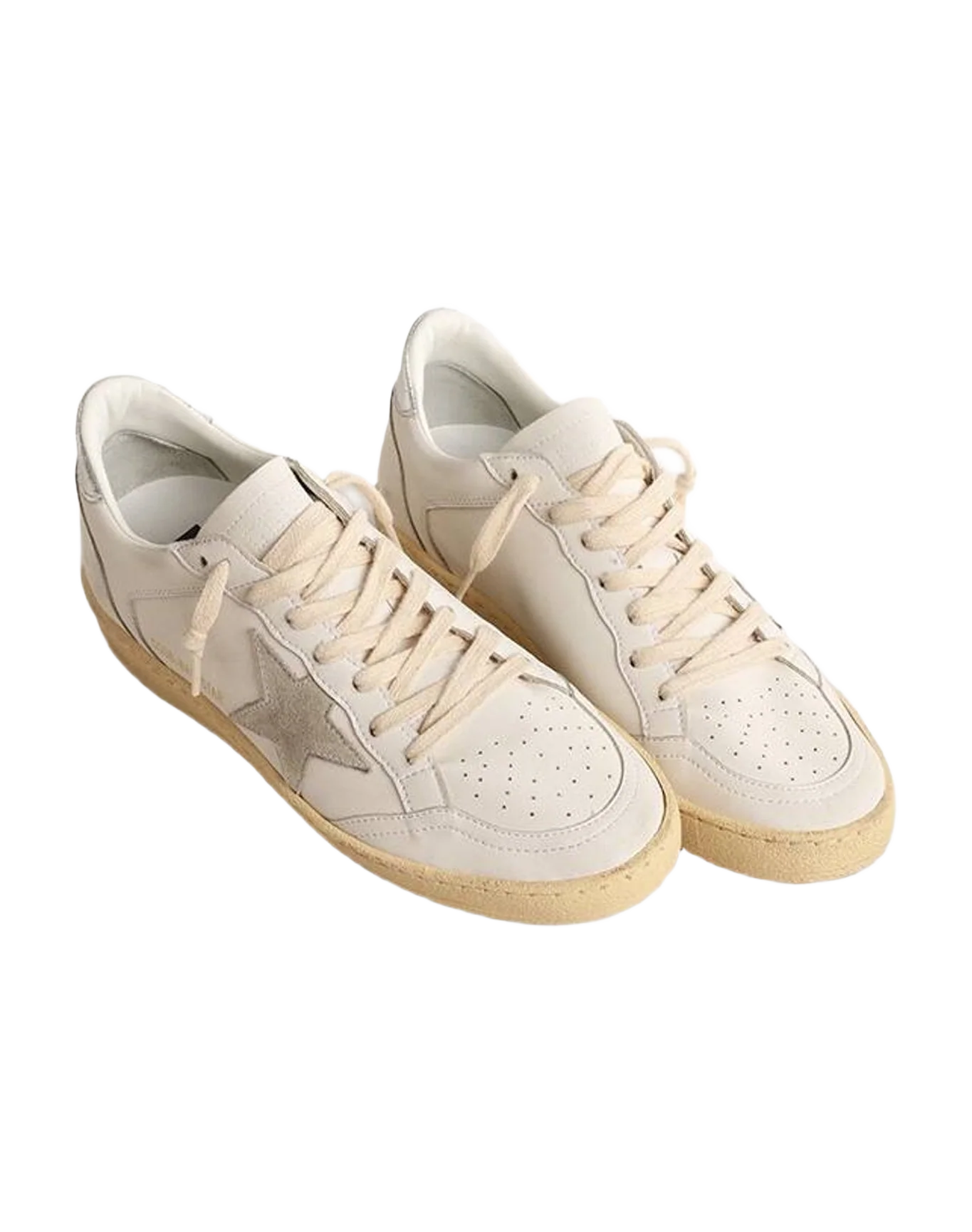 Women | Ball Star with Suede Star & Metallic Leather Heel Tab | White x Ice x Silver (V1) - Image 6