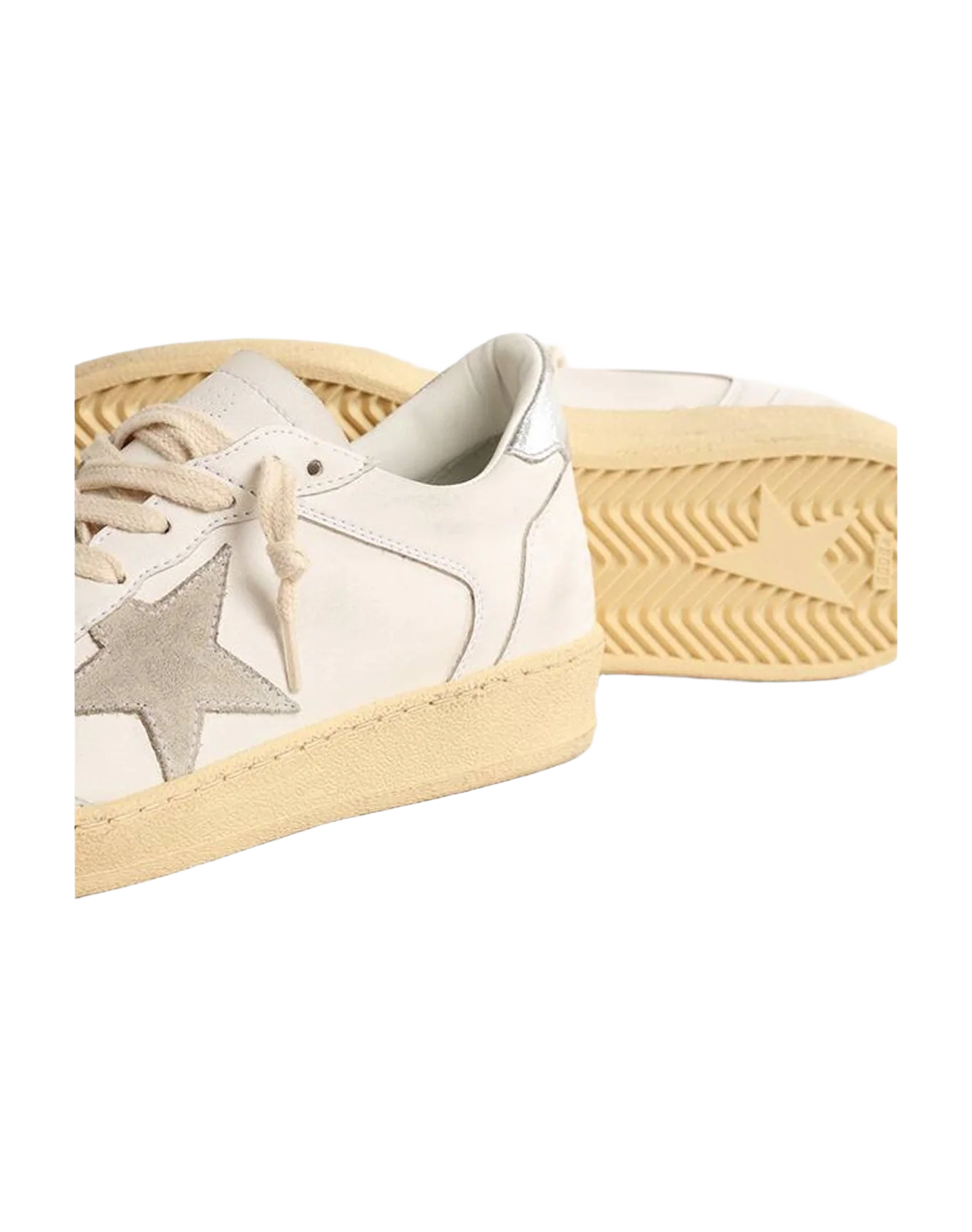 Women | Ball Star with Suede Star & Metallic Leather Heel Tab | White x Ice x Silver (V1) - Image 8