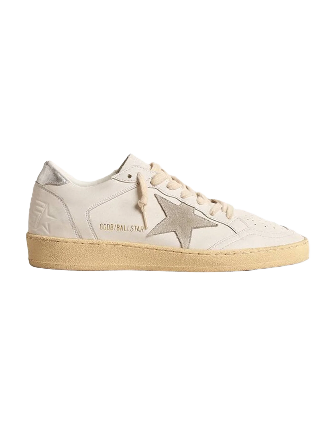 Women | Ball Star with Suede Star & Metallic Leather Heel Tab | White x Ice x Silver (V1) - Image 9