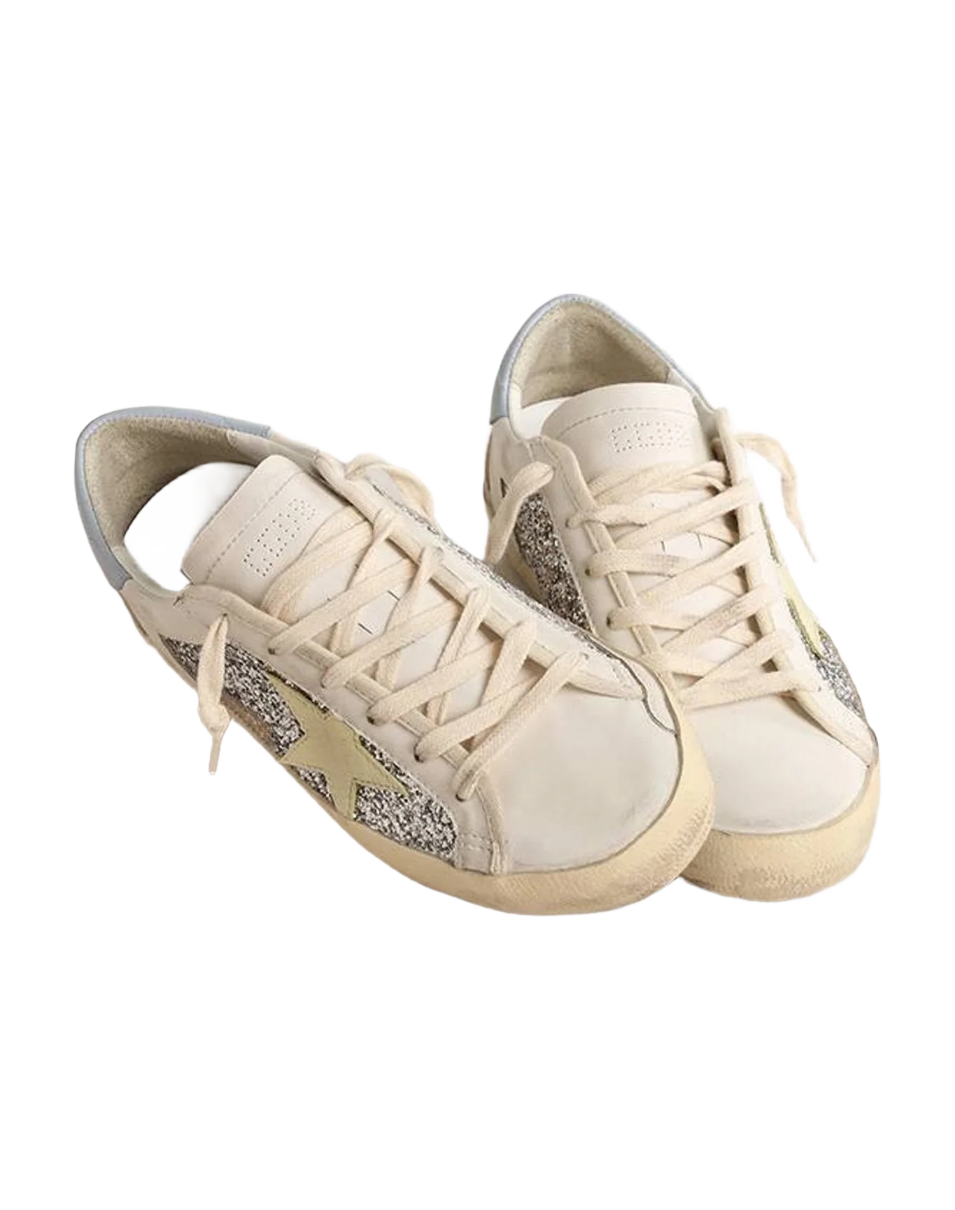Women | Bio Based Super-Star with Glitter & Leather Star | Silver x White x Light Yellow x Powder Blu x Beige (V2) - Image 5