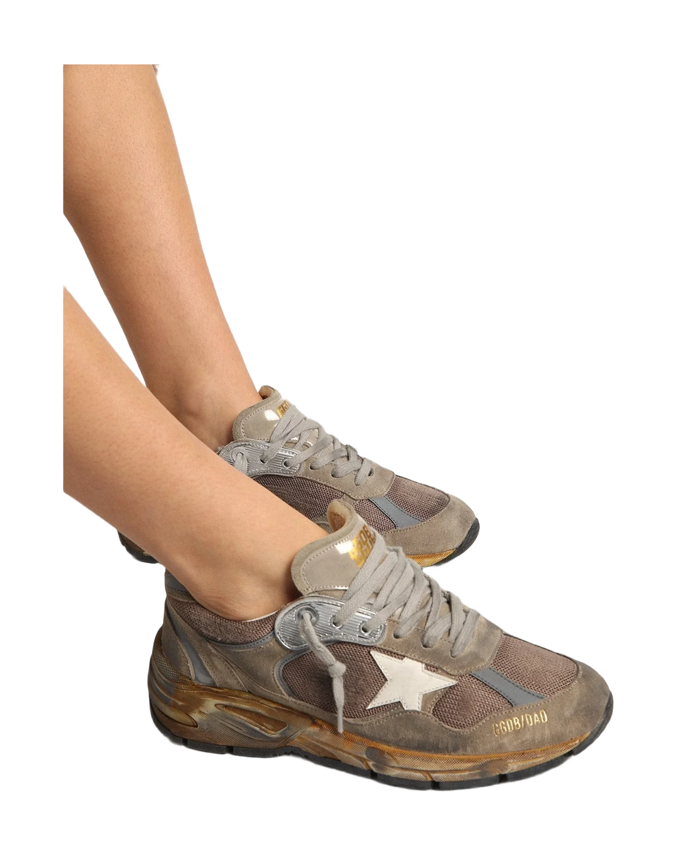 Women | Dad Star Dove Gray Mesh & Suede | Taupe x Silver x White (V2) - Image 7