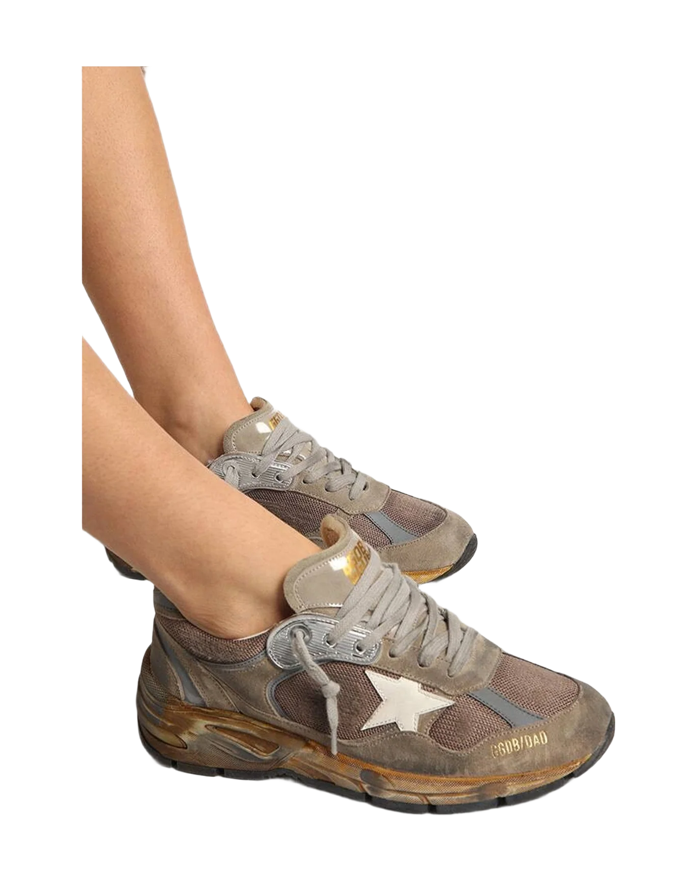 Women | Dad Star Dove Gray Mesh & Suede | Taupe x Silver x White (V2) - Image 8