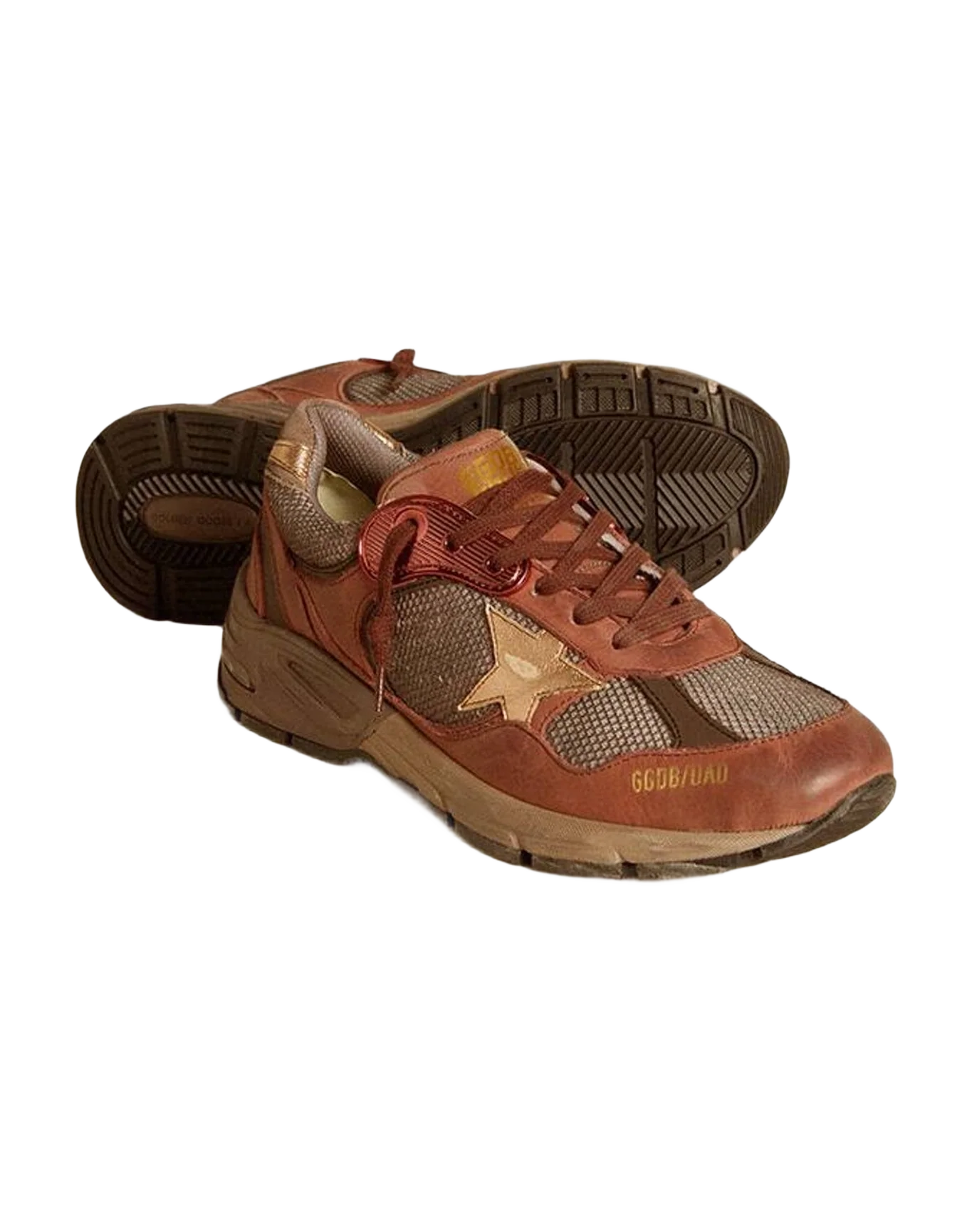 Women | Dad Star Nubuck with Gold Leather Star & Suede Heel Tab | Brown x Gray x Rame (V1) - Image 6