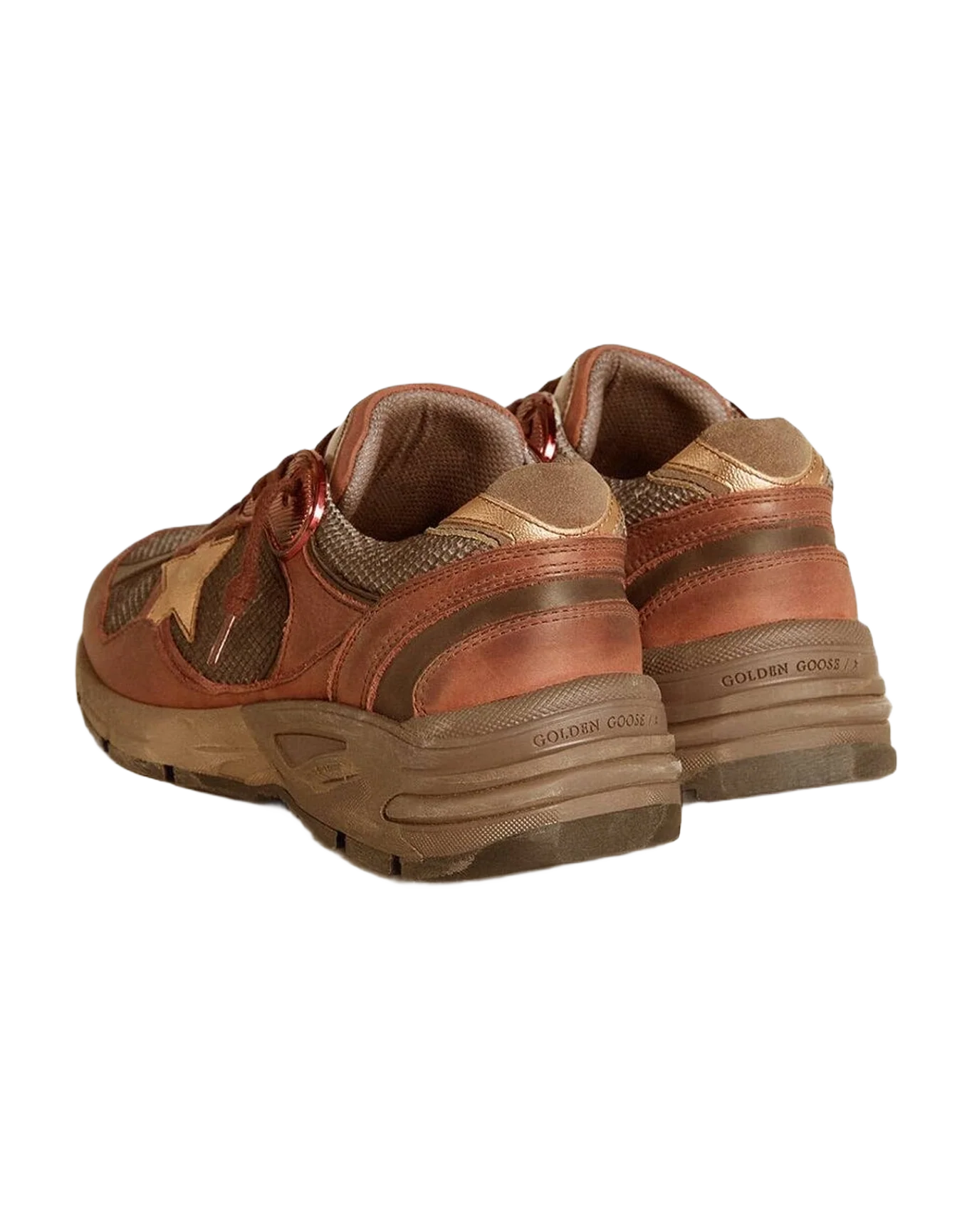 Women | Dad Star Nubuck with Gold Leather Star & Suede Heel Tab | Brown x Gray x Rame (V2) - Image 4