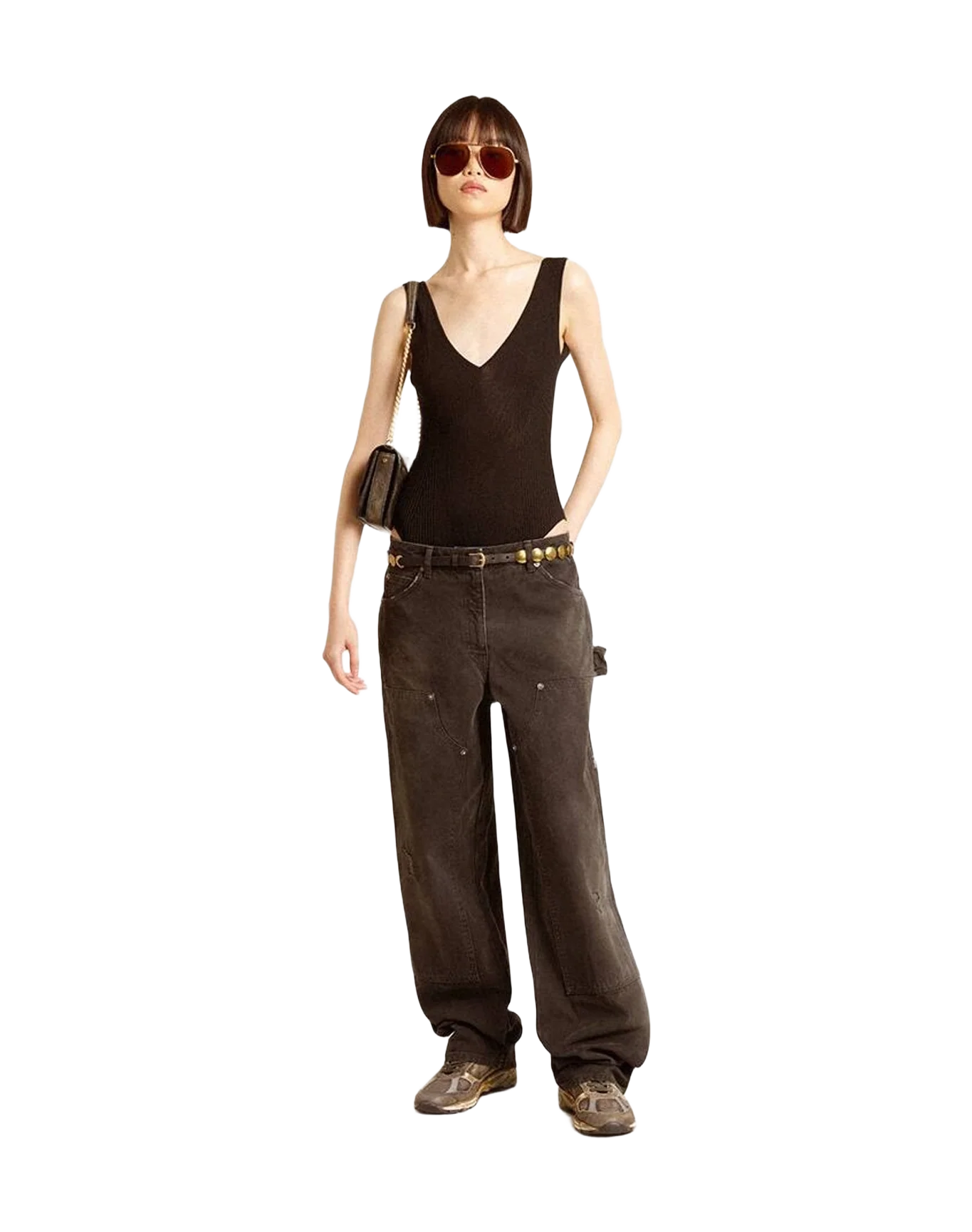 Women | Dad Star Suede & Nylon with Leather Star & Heel Tab | Black x Silver x Khaki (V1) - Image 9