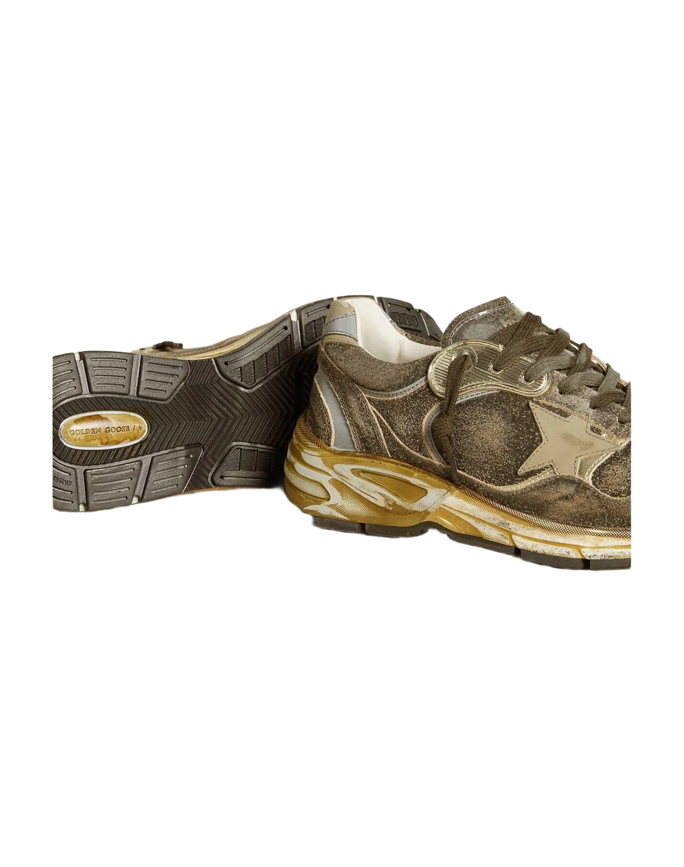 Women | Dad Star Suede & Nylon with Leather Star & Heel Tab | Black x Silver x Khaki (V2) - Image 10
