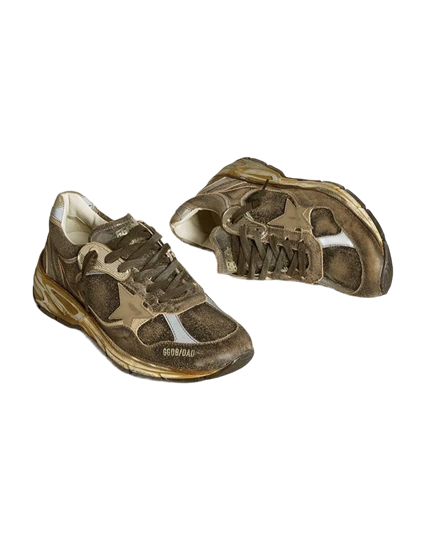 Women | Dad Star Suede & Nylon with Leather Star & Heel Tab | Black x Silver x Khaki (V2) - Image 7