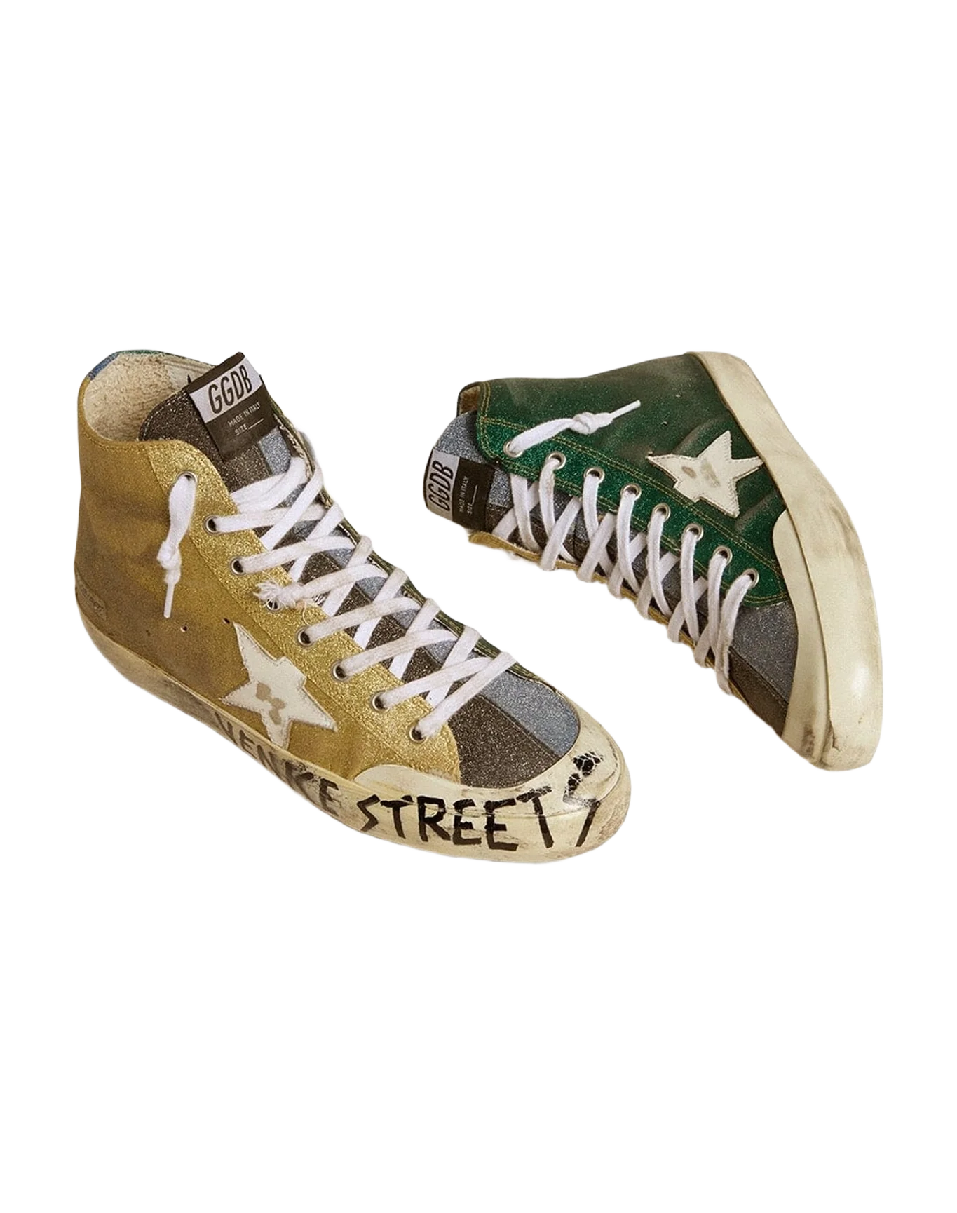 Women | Francy Lab Golden Glitter with White Leather Star | Gold x Green x Anthracite x Lilac (V2) - Image 3
