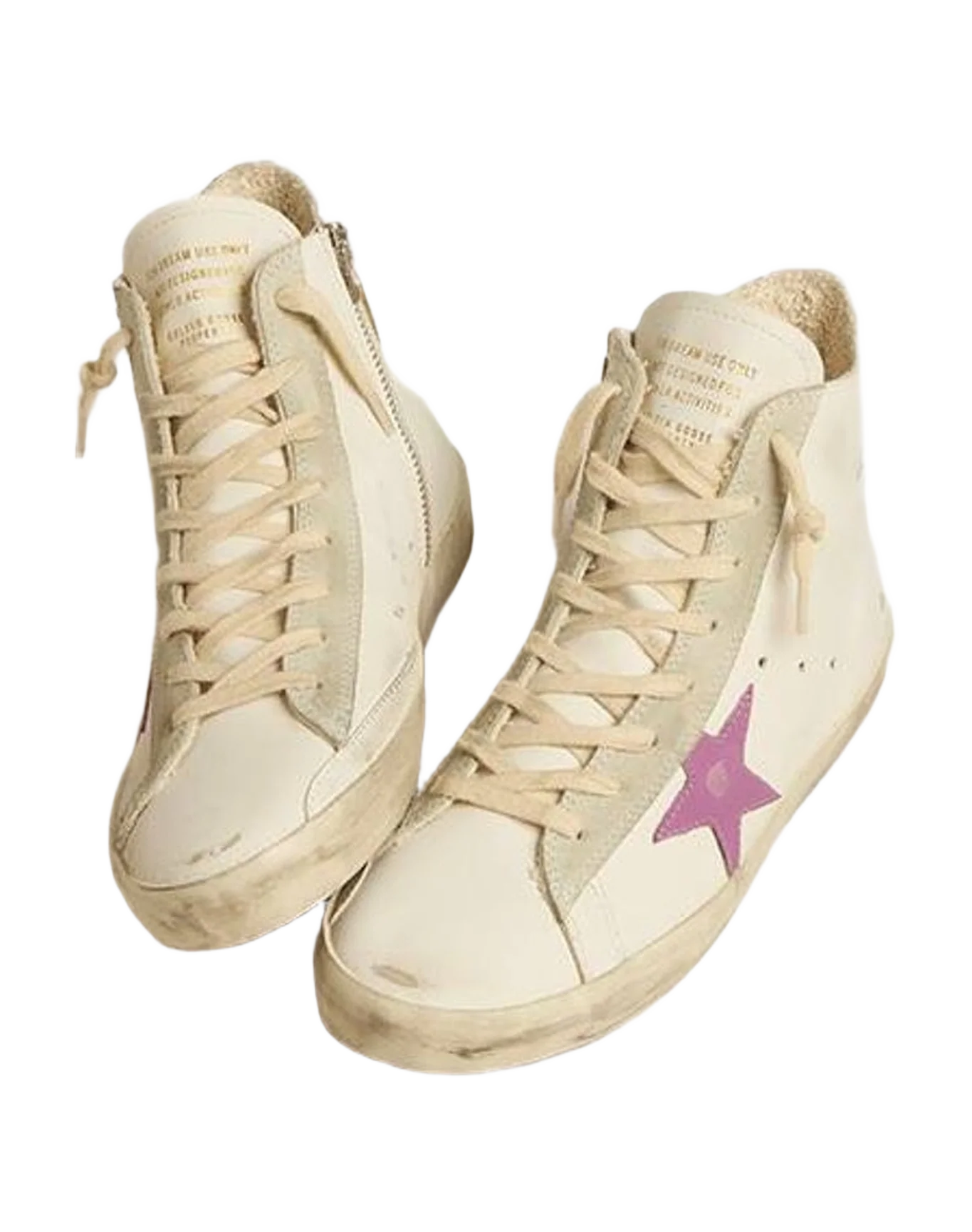 Women | Francy with Grey Suede Inserts & Pink Star | Optic White x Ice x Iris Orchid (V1) - Image 2