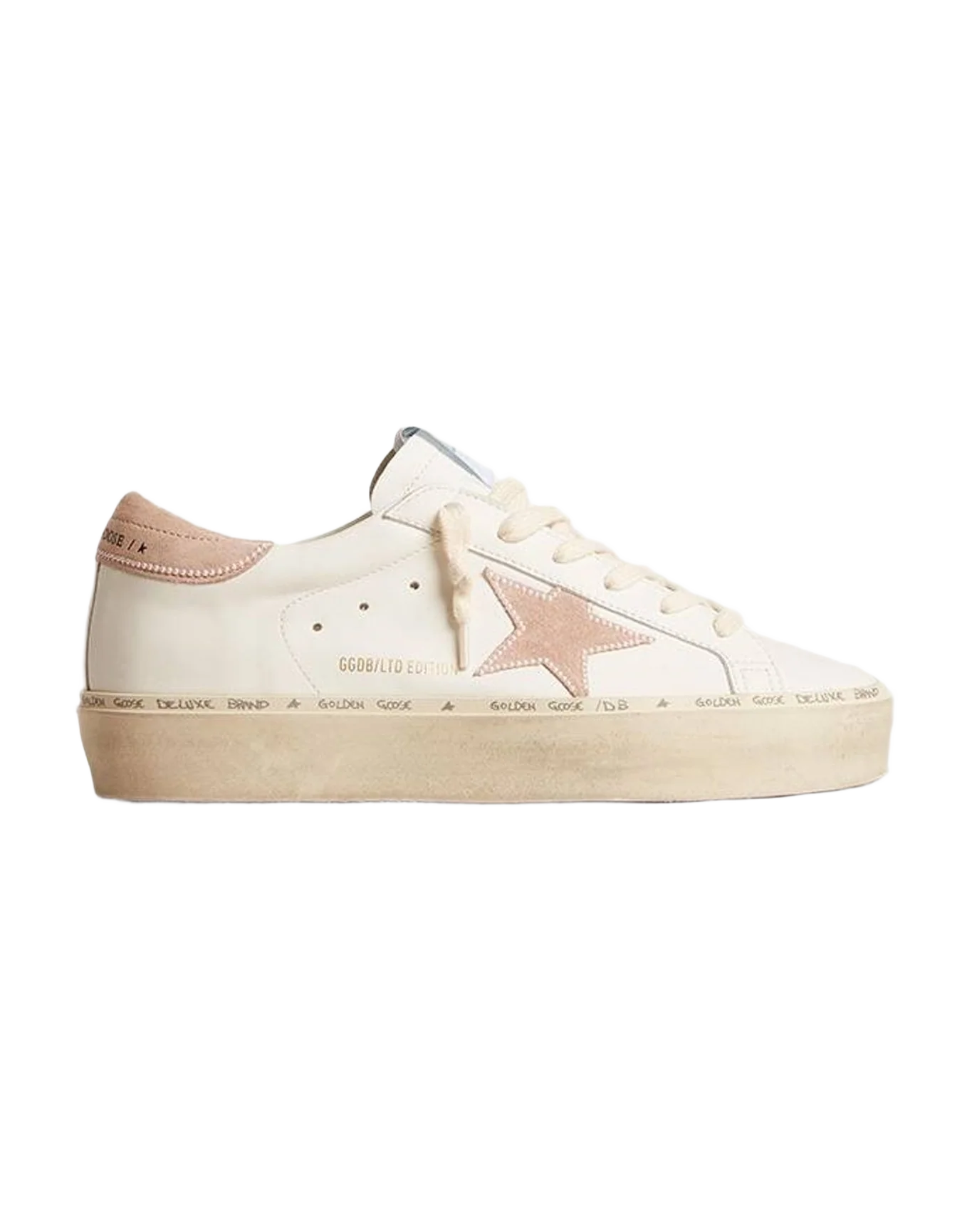 Women | Hi Star Ltd with Old Rose Suede Star & Heel Tab with Pearls | Optic White x Powder Pink (V1)