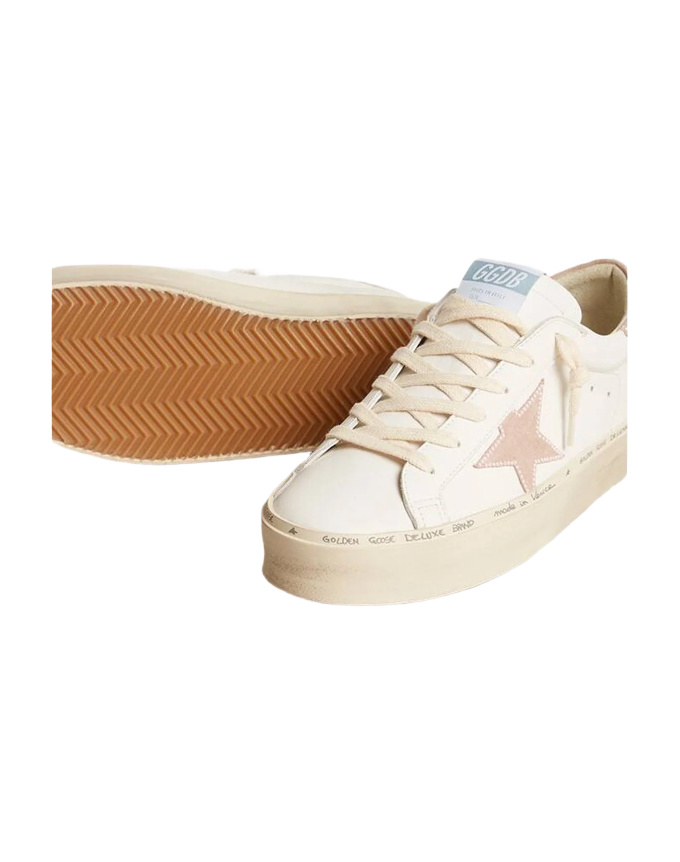 Women | Hi Star Ltd with Old Rose Suede Star & Heel Tab with Pearls | Optic White x Powder Pink (V1) - Image 2
