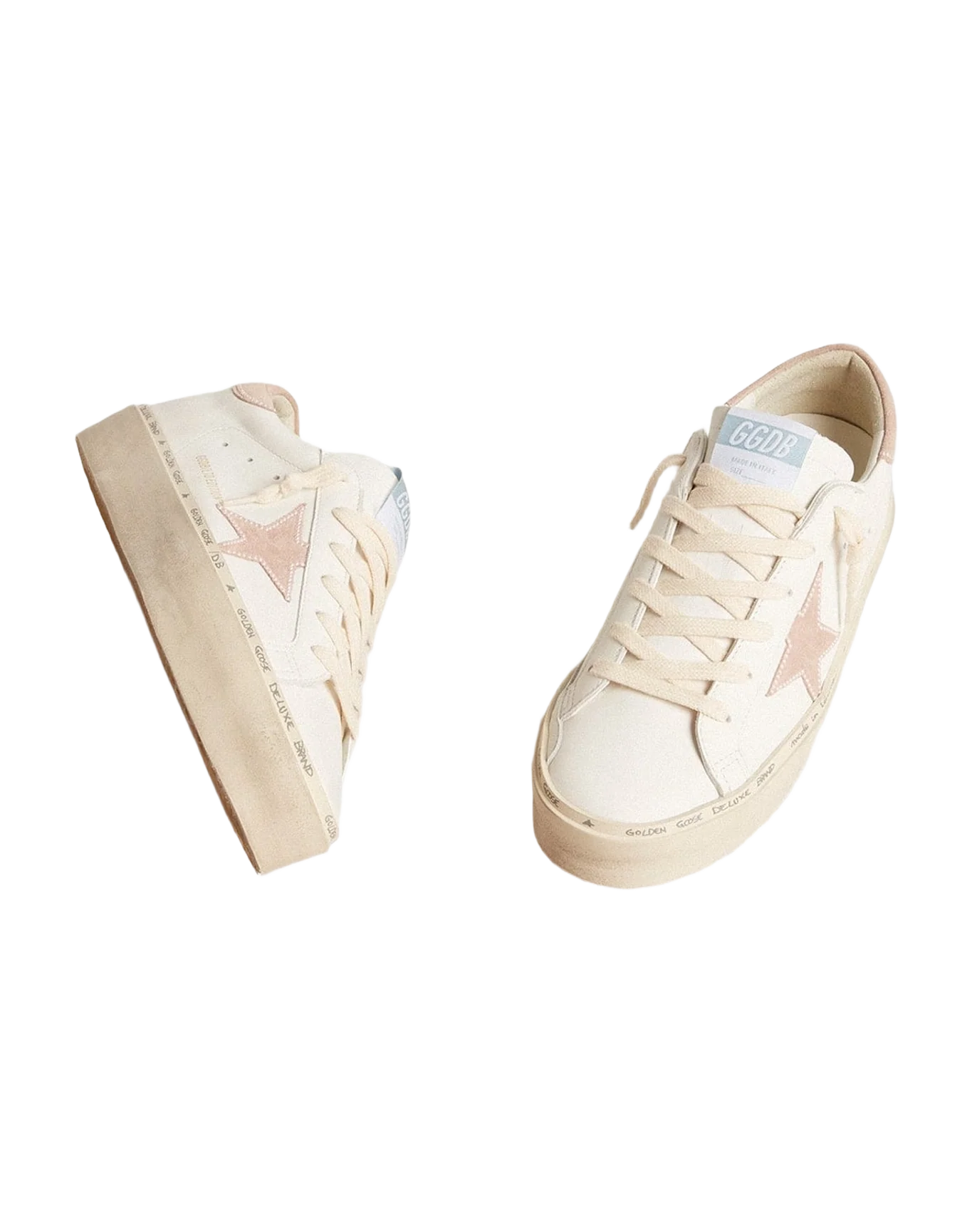 Women | Hi Star Ltd with Old Rose Suede Star & Heel Tab with Pearls | Optic White x Powder Pink (V1) - Image 4
