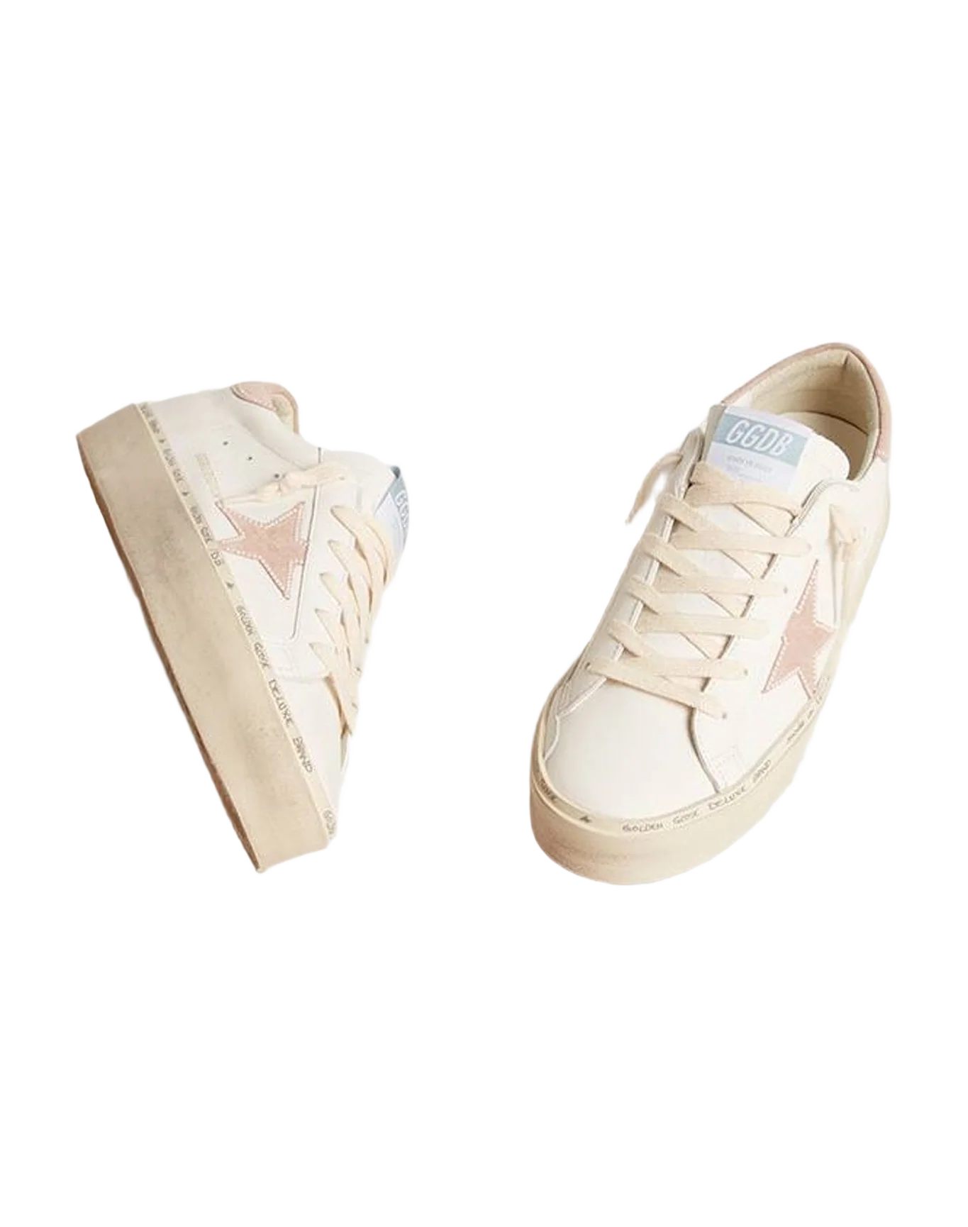 Women | Hi Star Ltd with Old Rose Suede Star & Heel Tab with Pearls | Optic White x Powder Pink (V1) - Image 6