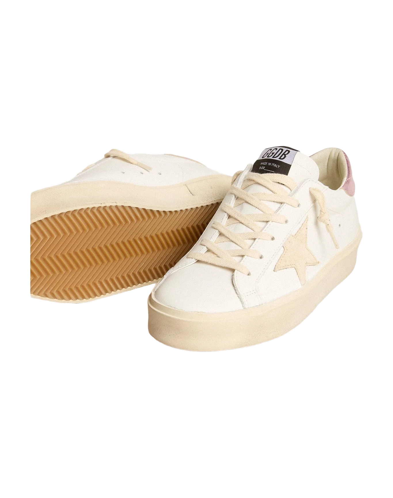 Women | Hi Star Ltd with Pearl Suede Star & Metallic Leather Heel Tab | Optic White x Seedpearl x Antique Pink (V2) - Image 4