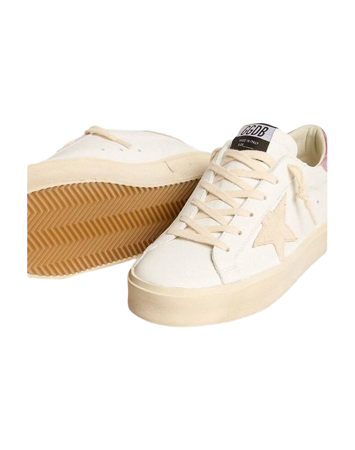Women | Hi Star Ltd with Pearl Suede Star & Metallic Leather Heel Tab | Optic White x Seedpearl x Antique Pink (V2) - Image 6
