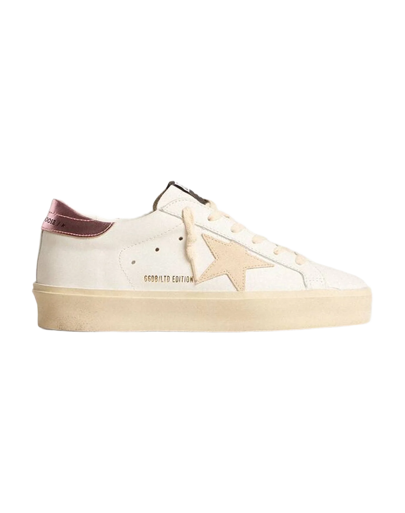 Women | Hi Star Ltd with Pearl Suede Star & Metallic Leather Heel Tab | Optic White x Seedpearl x Antique Pink (V2) - Image 7