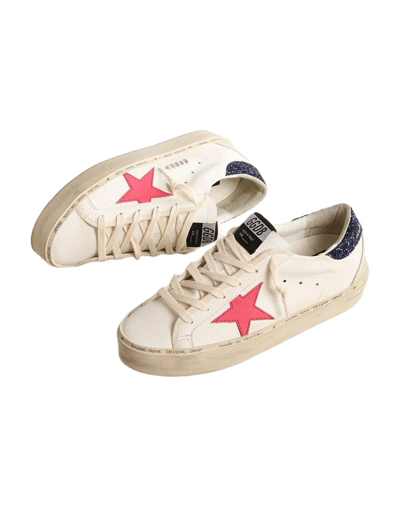 Women | Hi Star with Fuchsia Leather Star & Glitter Heel Tab | White x Fucsia x Blue x Ice (V1)