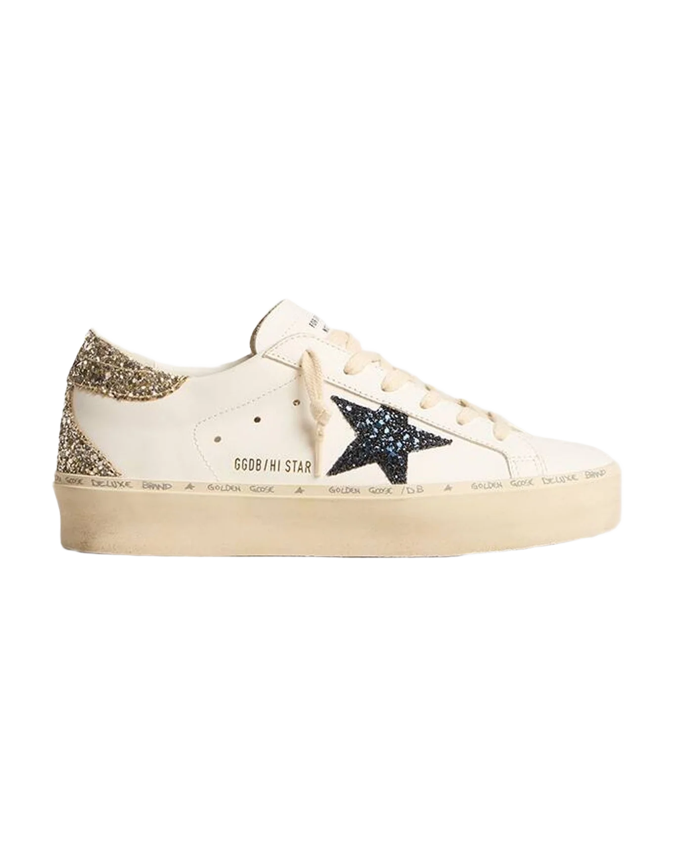 Women | Hi Star with Glitter Star & Glitter Heel Tab | White x Platinum x Blue (V1) - Image 2