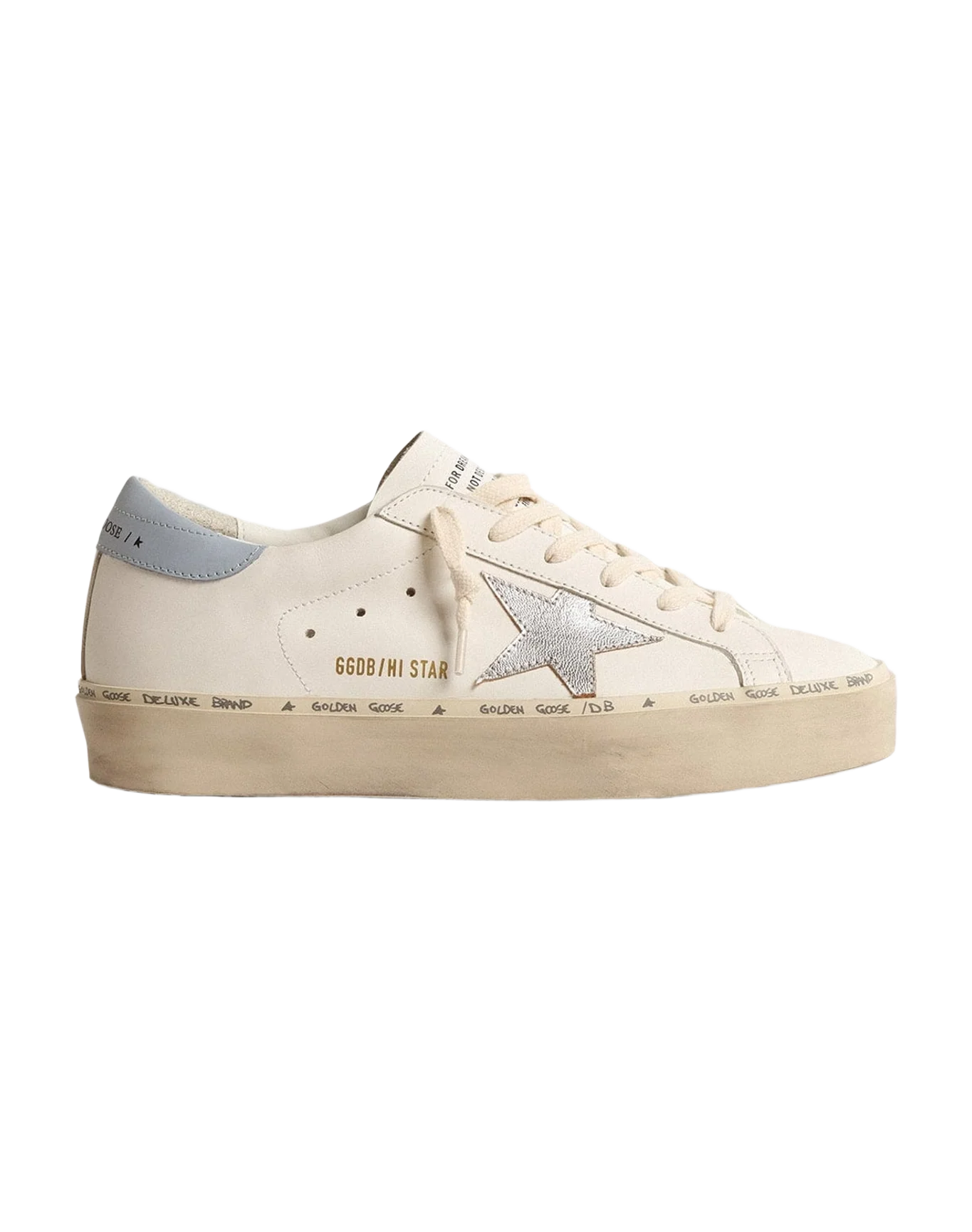 Women | Hi Star with Metallic Leather Star & Heel Tab | White x Silver x Powder Blue (V2) - Image 4