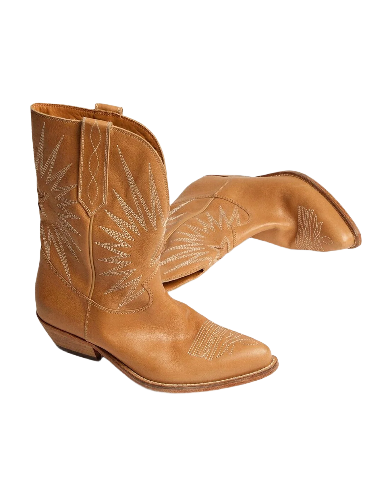 Women | Low Boots Tobacco Colored Leather with Inlay Star | Tan (V1) - Image 3